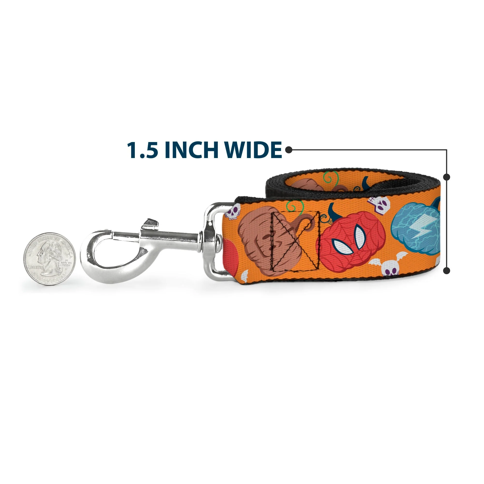 Dog Leash - Marvel 9-Avengers Halloween Jack-O-Lantern Pumpkin Icons Scattered Orange - Image 6