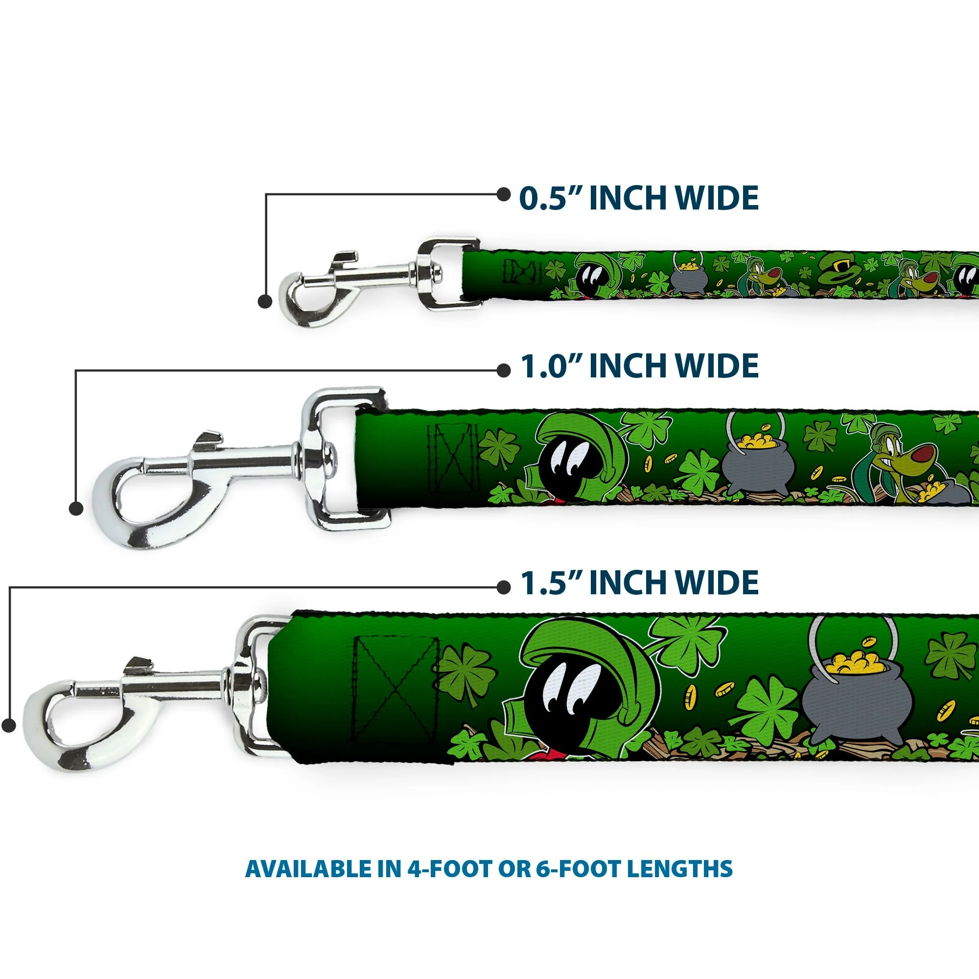 Dog Leash - Marvin the Martian & K-9 Poses/Clovers Greens - Image 3
