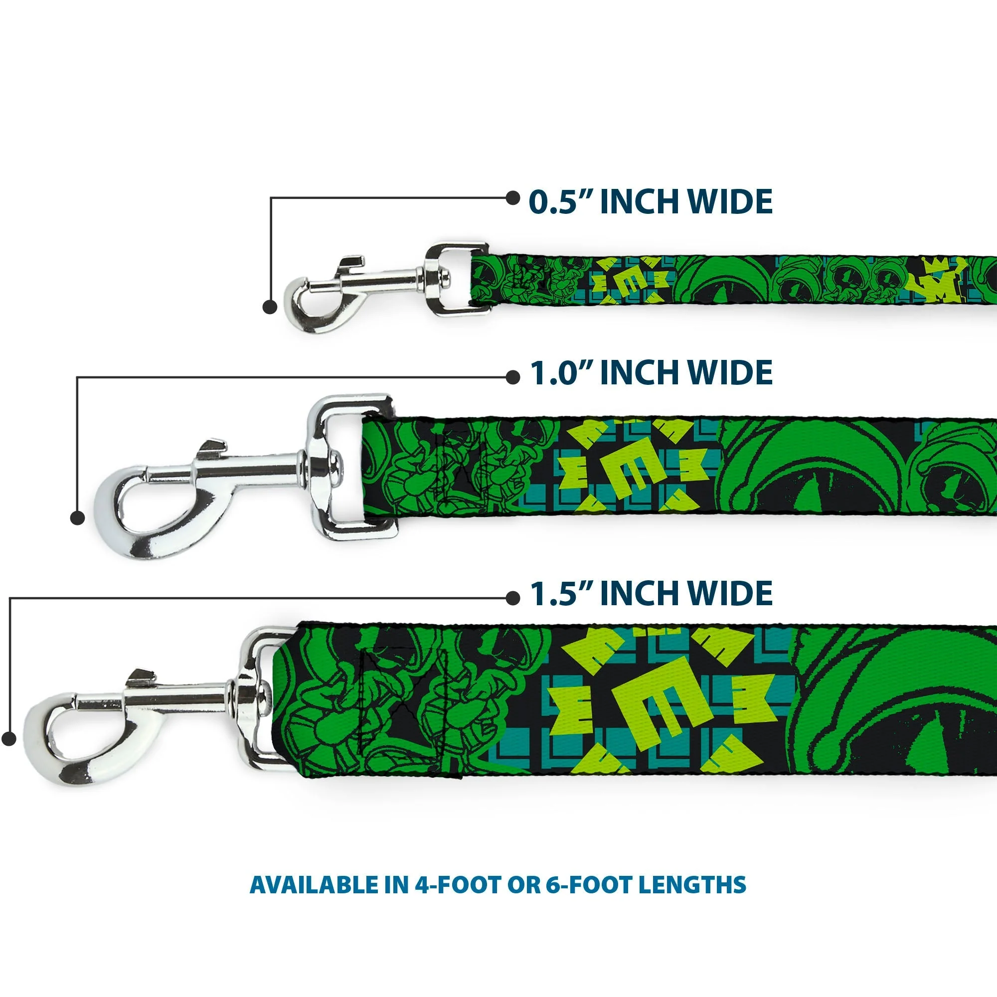 Dog Leash - MARVIN THE MARTIAN w/Poses Black/Turquoise - Image 3