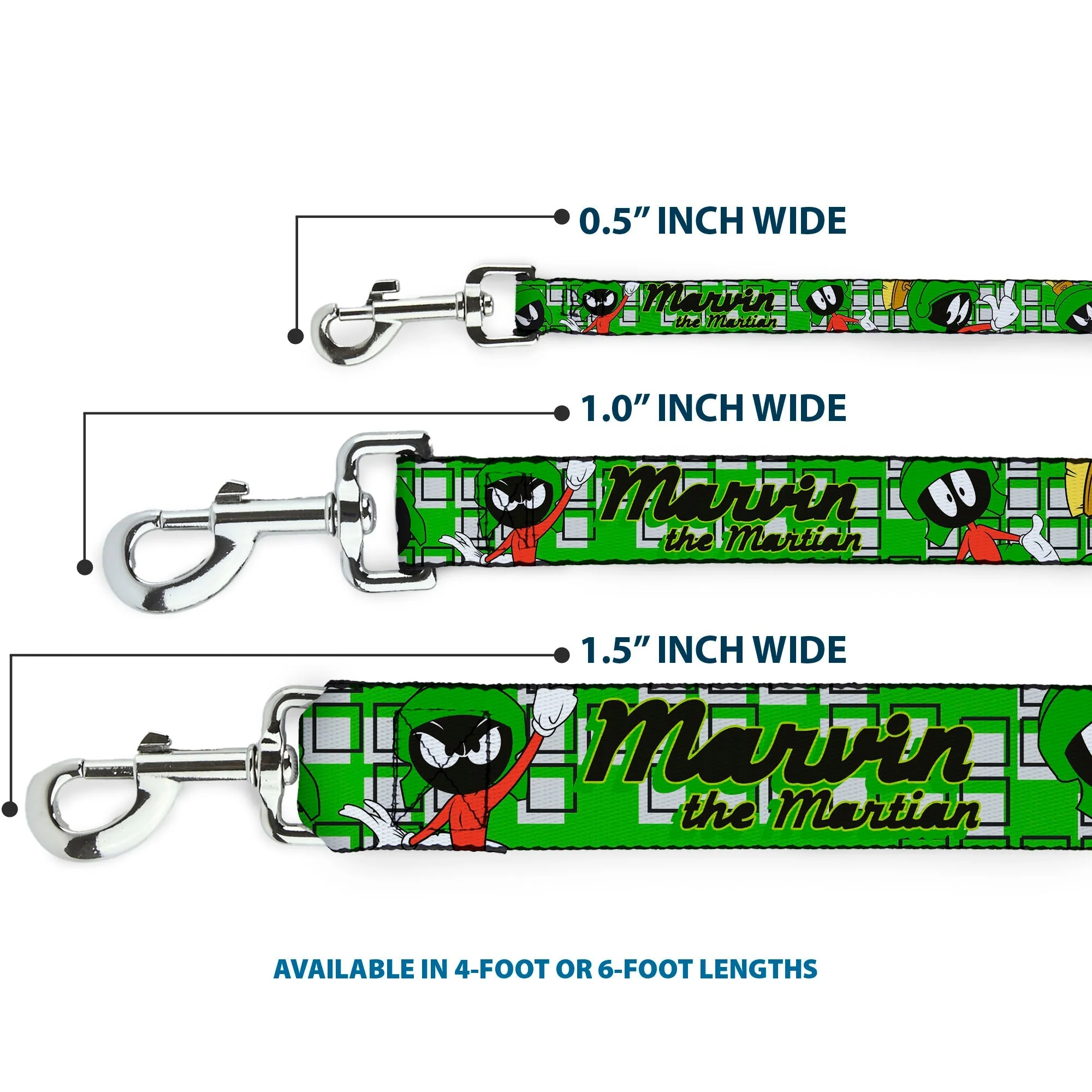 Dog Leash - MARVIN THE MARTIAN w/Poses White/Green - Image 3