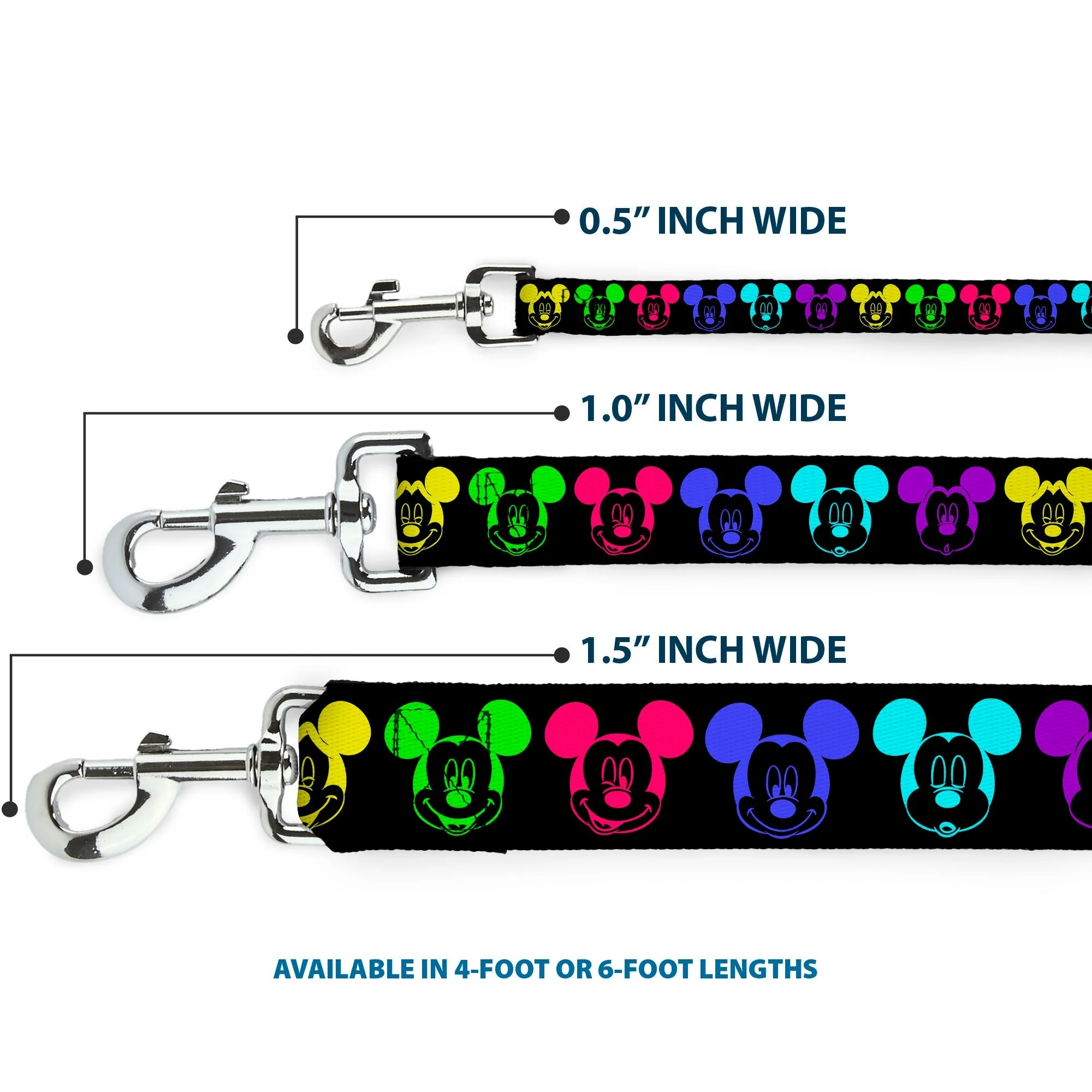 Dog Leash - Mickey Expressions Black/Multi Neon - Image 3