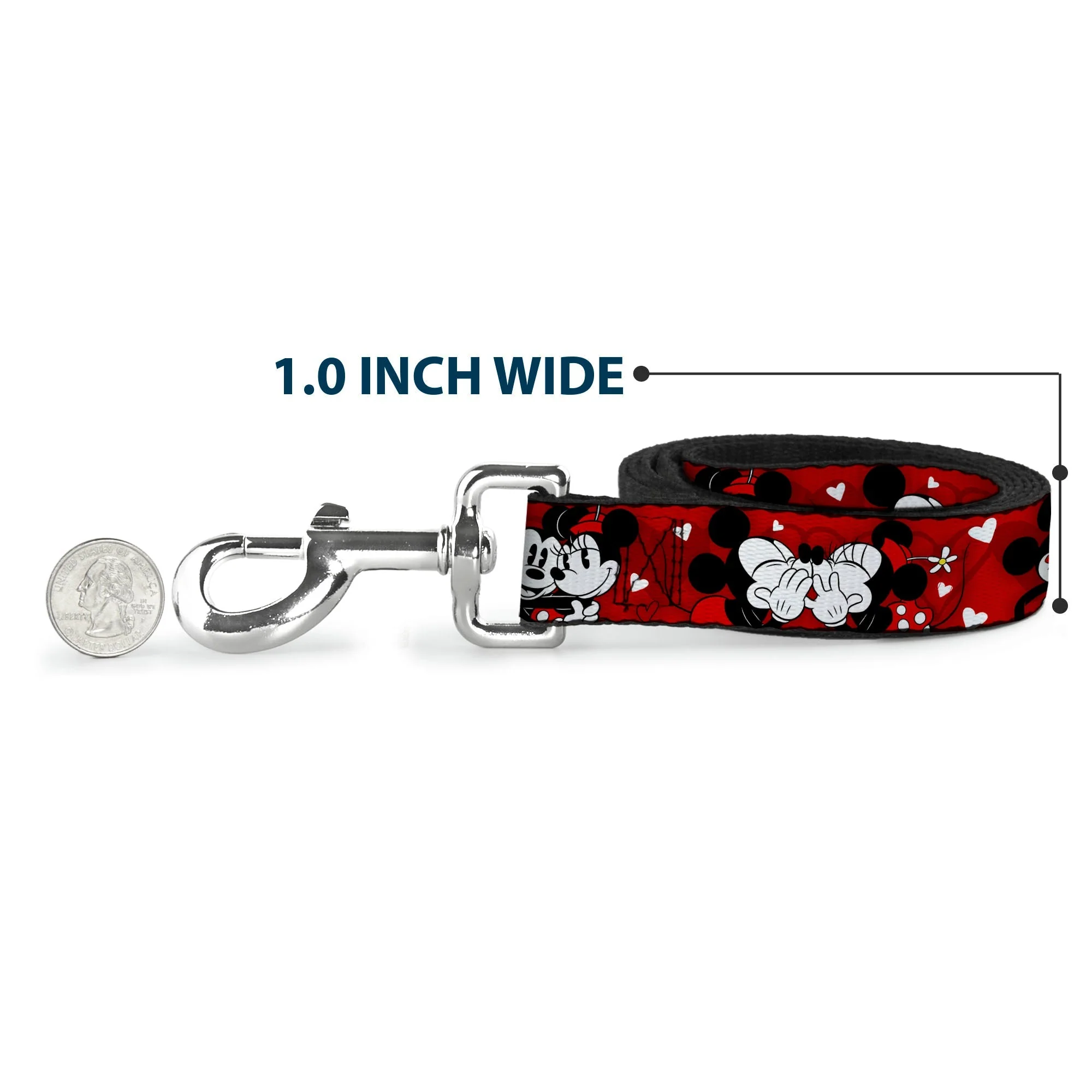Dog Leash - Mickey & Minnie HUGS & KISSES Poses Reds/White - Image 5