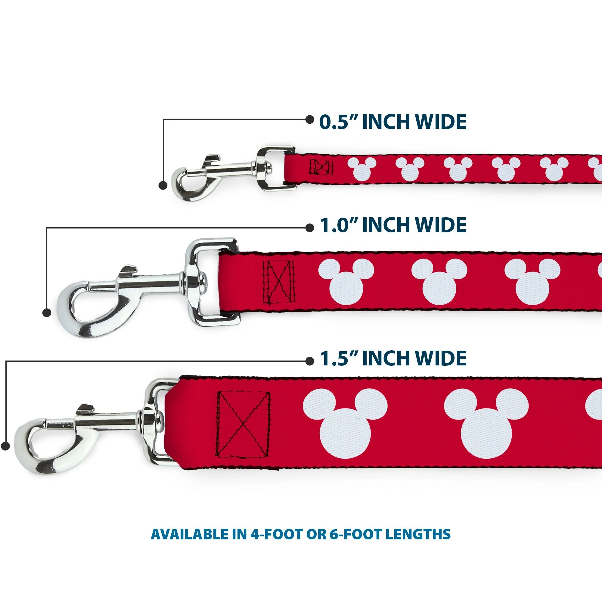 Dog Leash - Mickey Mouse Ears Icon Red/White - Image 3