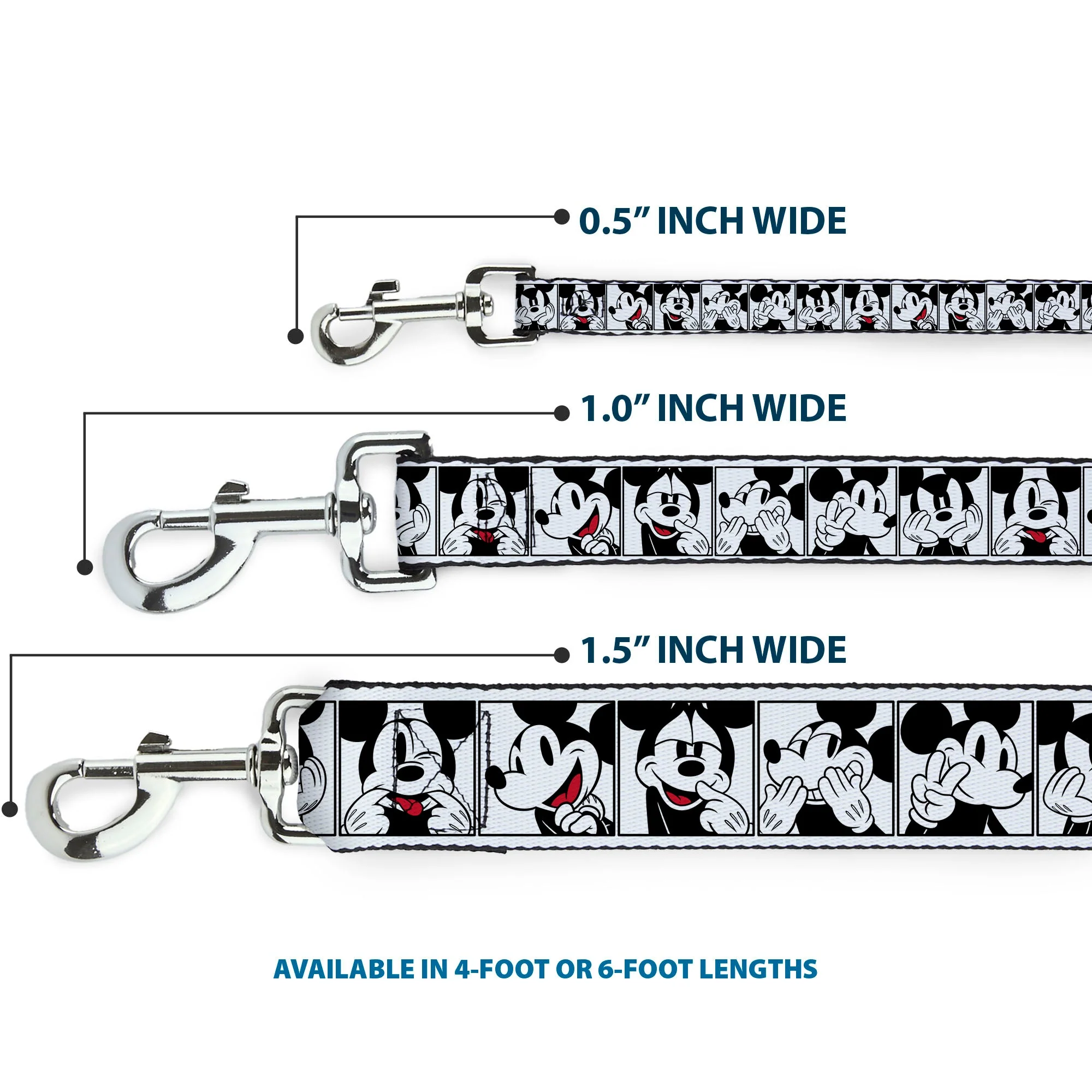 Dog Leash - Mickey Mouse Expression Blocks White/Black/Red - Image 3