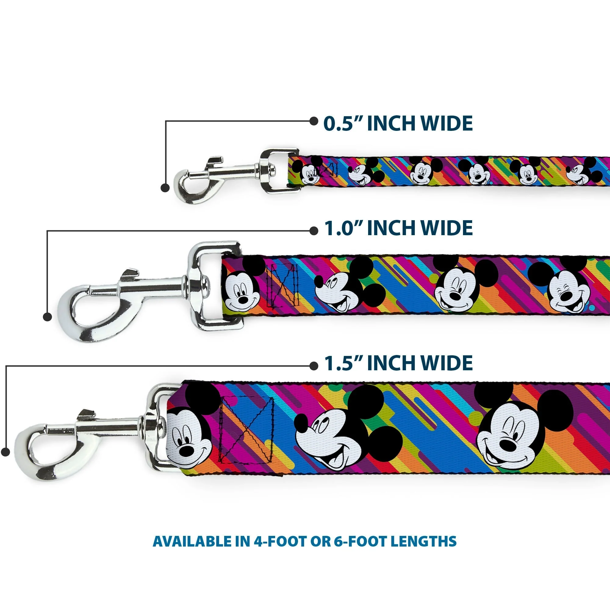 Dog Leash - Mickey Mouse Expressions Multi Color White/Black - Image 3