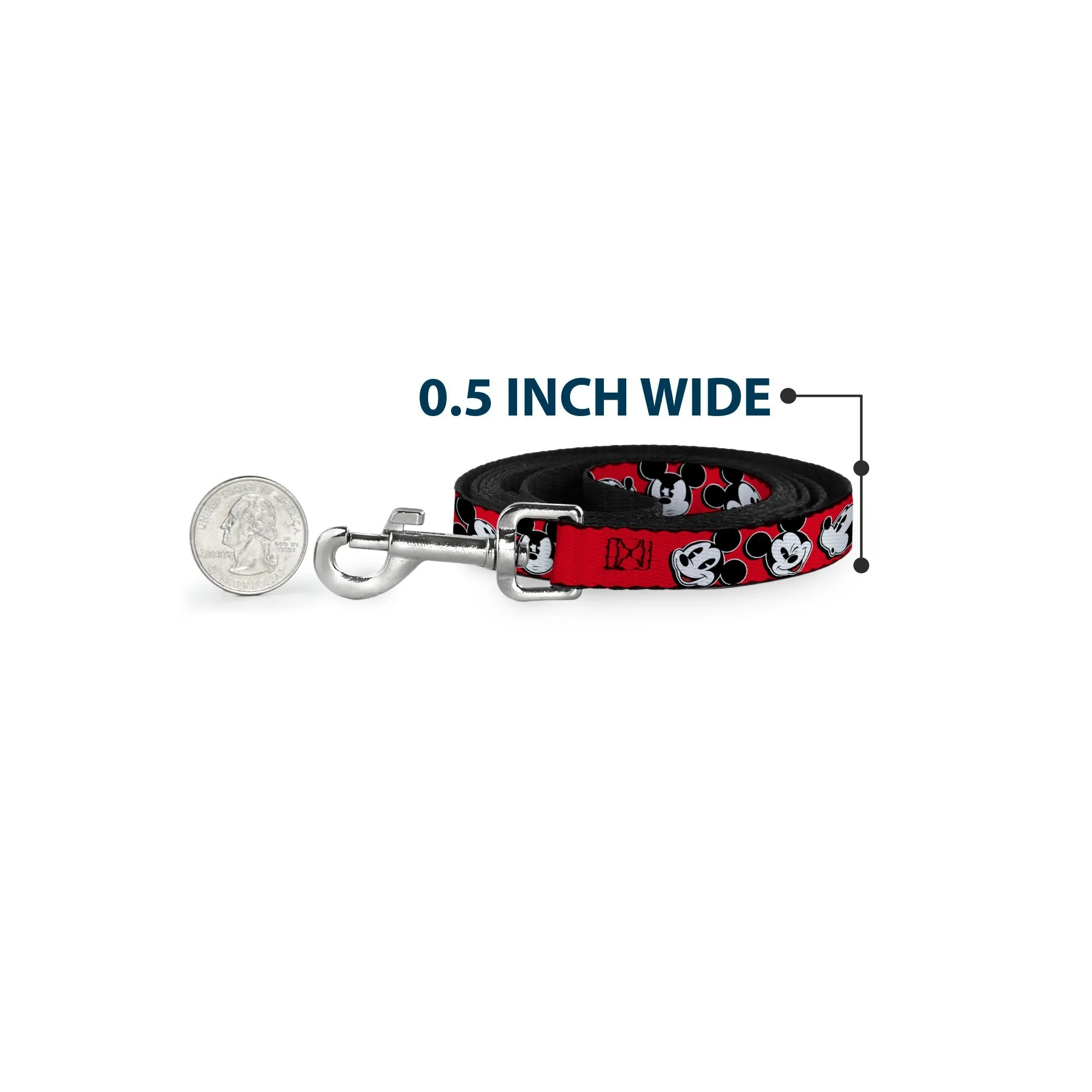 Dog Leash - Mickey Mouse Expressions Red/Black/White - Image 4