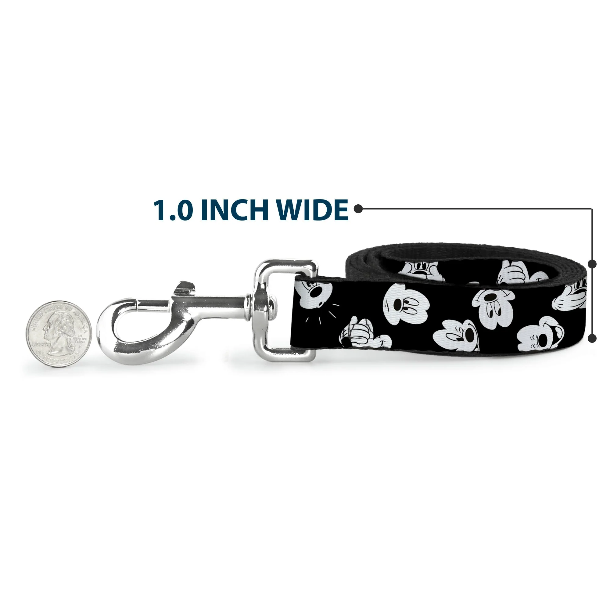 Dog Leash - Mickey Mouse Expressions Scattered Black/White - Image 5
