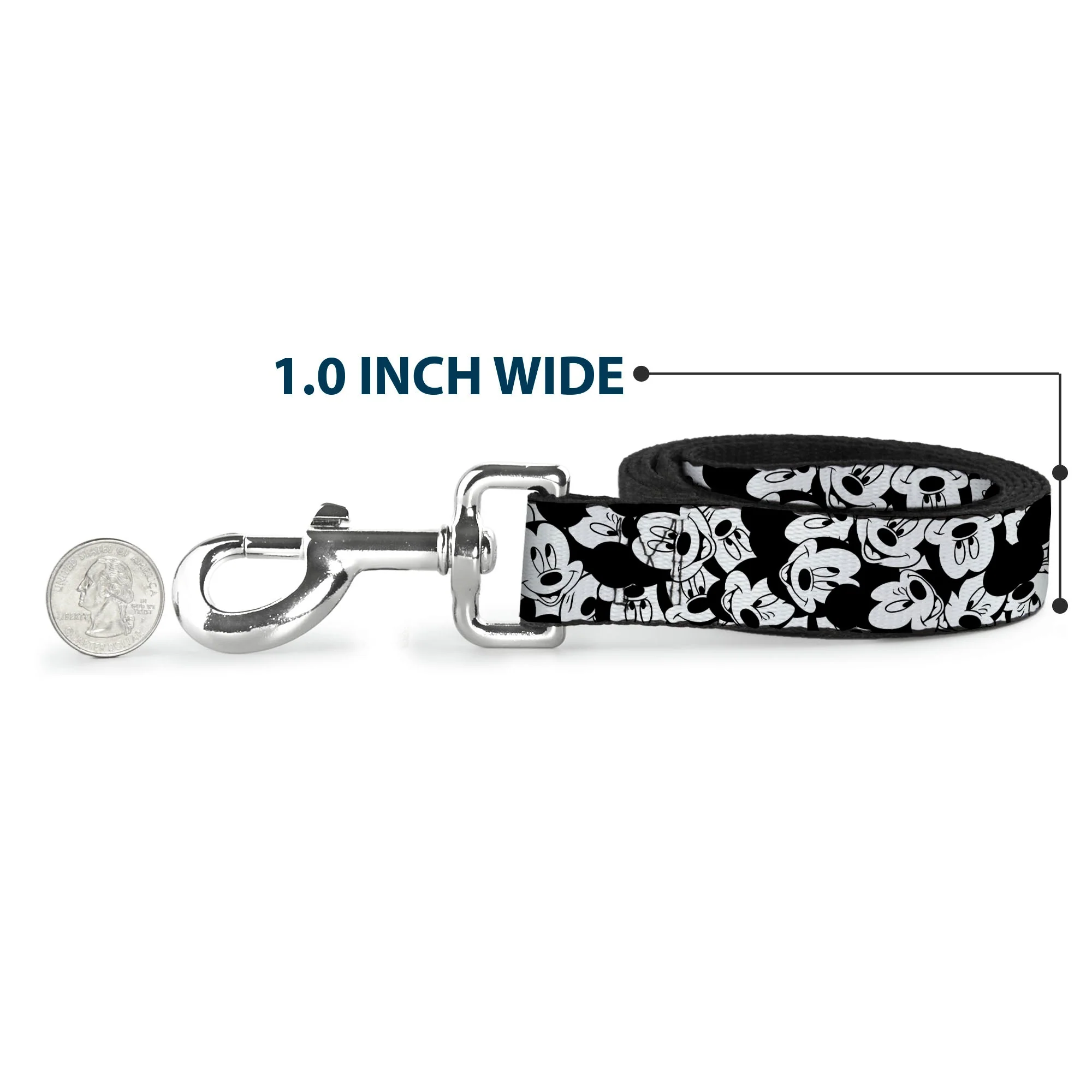 Dog Leash - Mickey Mouse Expressions Stacked White/Black - Image 5