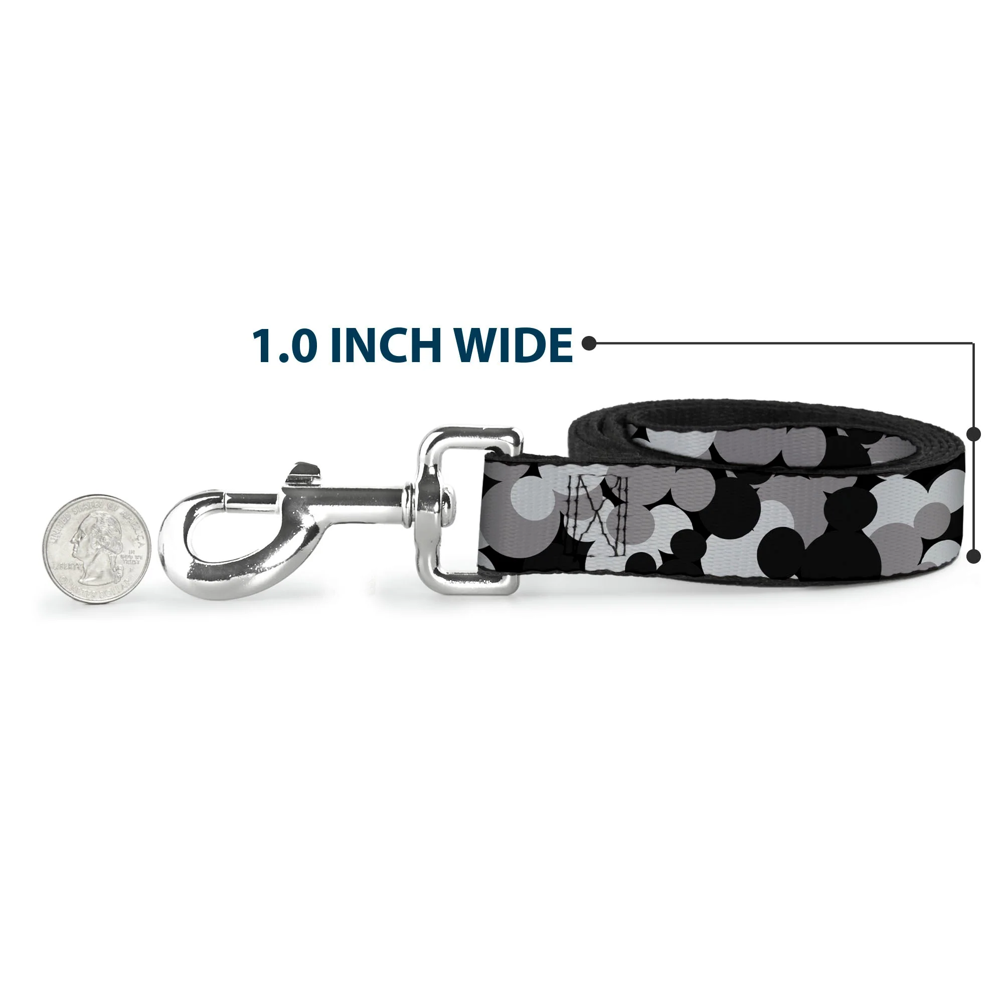 Dog Leash - Mickey Mouse Head Stacked Black/Grays - Image 5