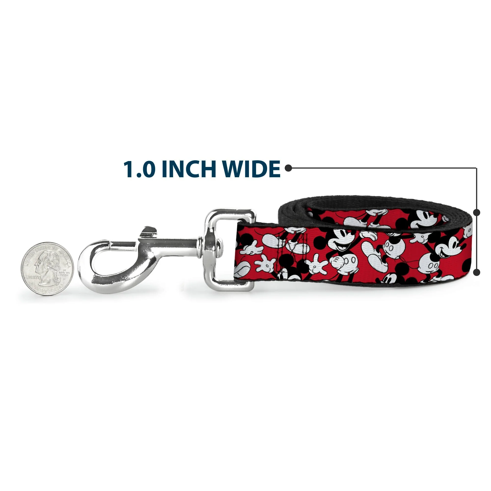Dog Leash - Mickey Mouse Poses Scattered Red/Black/White - Image 5