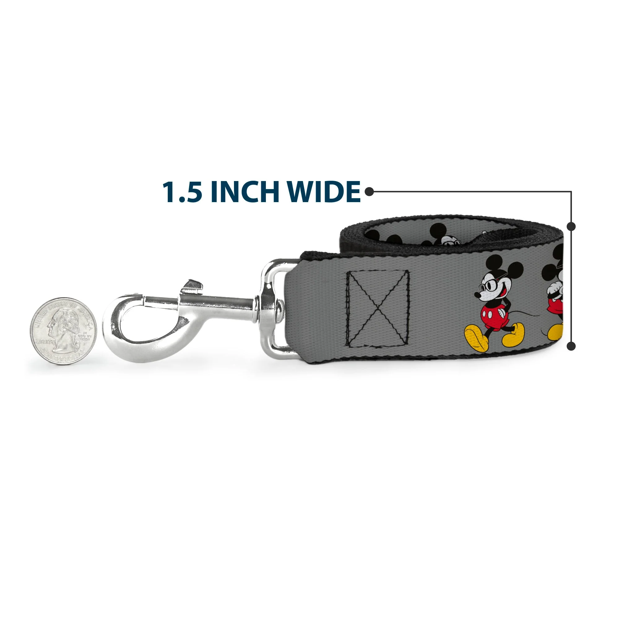 Dog Leash - Mickey Mouse w/Glasses Poses Gray - Image 6