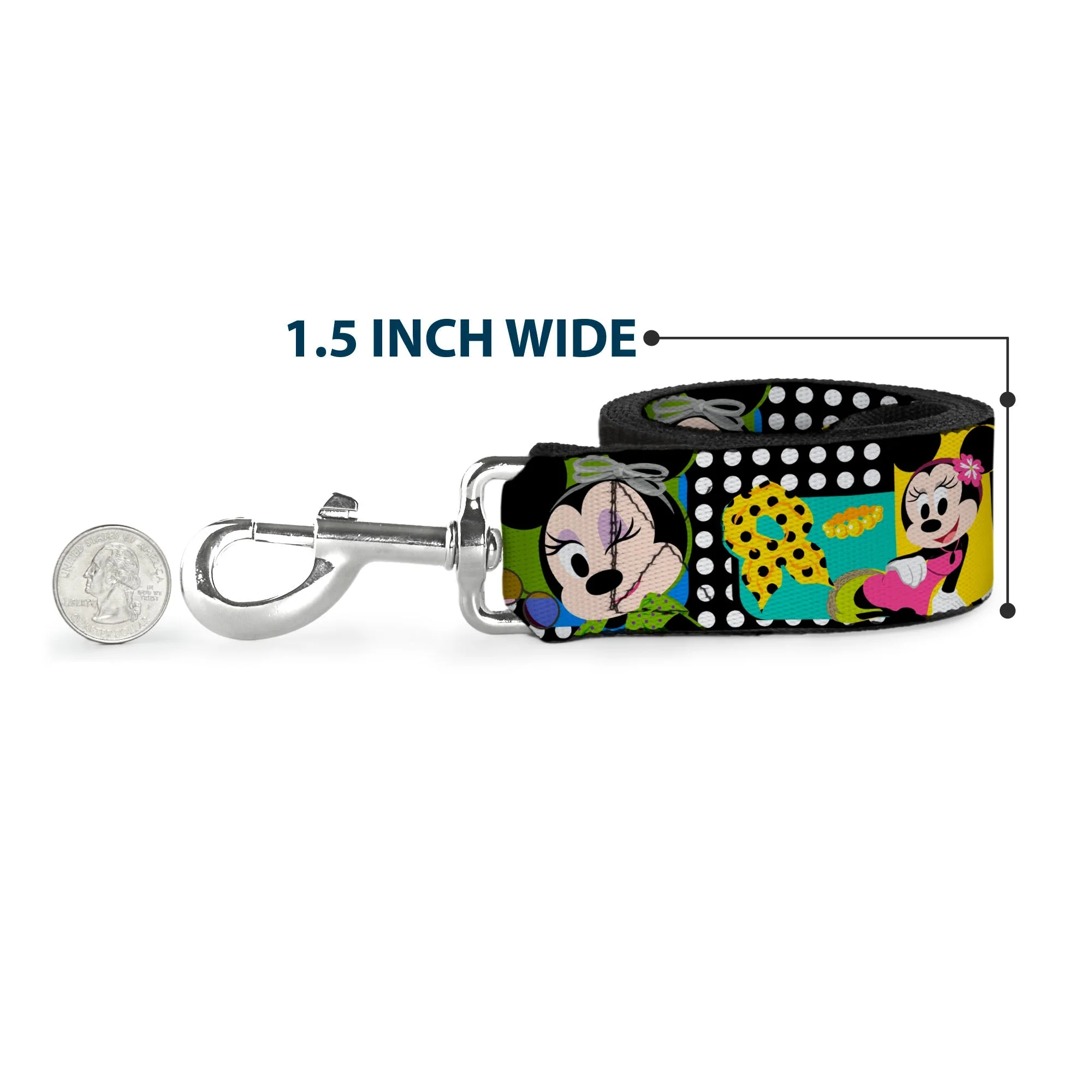 Dog Leash - Mini Minnie Fashion Poses/Polka Dot Black/White/Multi Color - Image 6