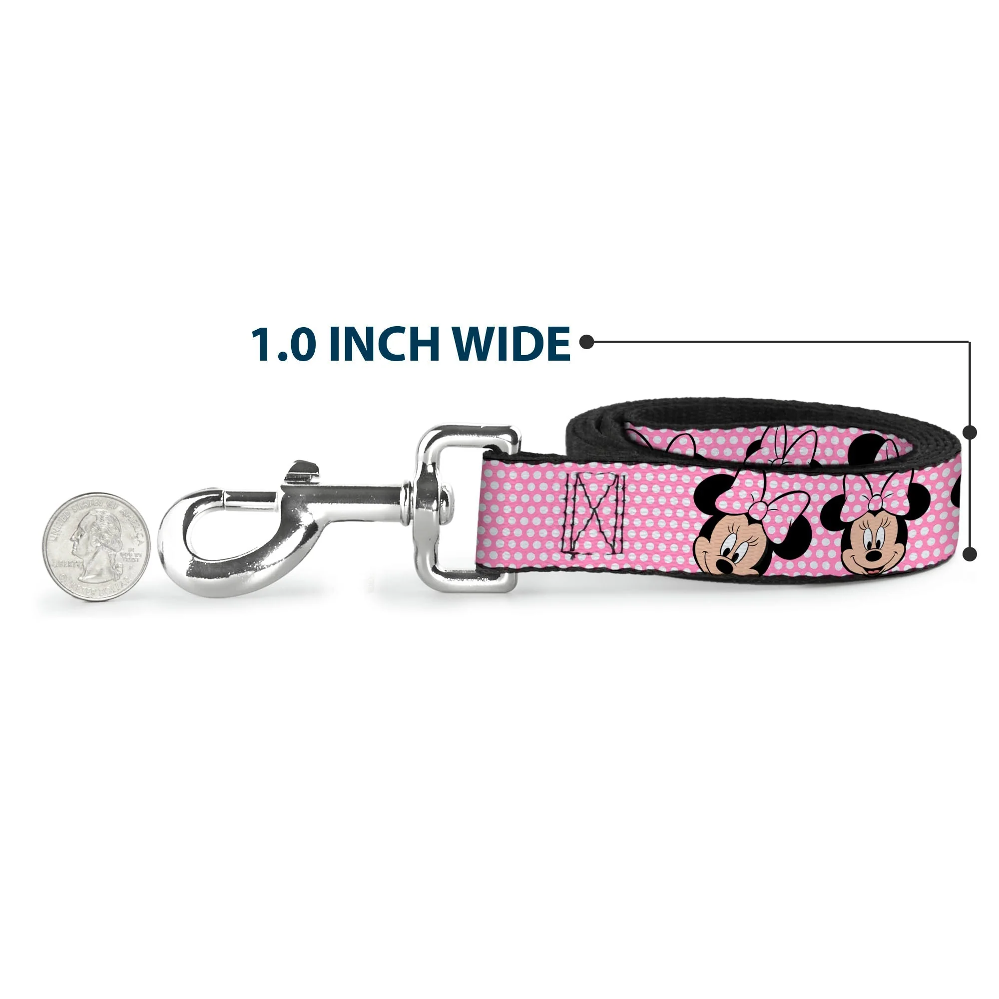Dog Leash - Minnie Mouse Expressions Polka Dot Pink/White - Image 5