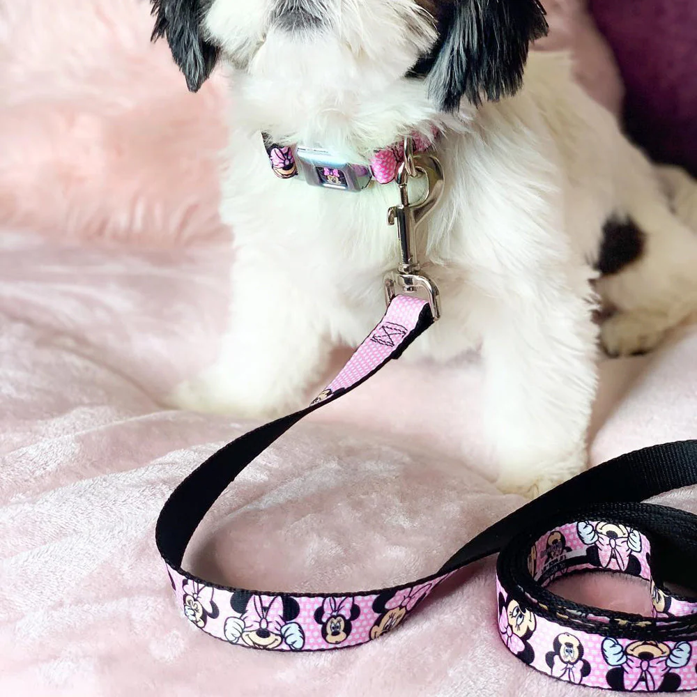 Dog Leash - Minnie Mouse Expressions Polka Dot Pink/White - Image 7
