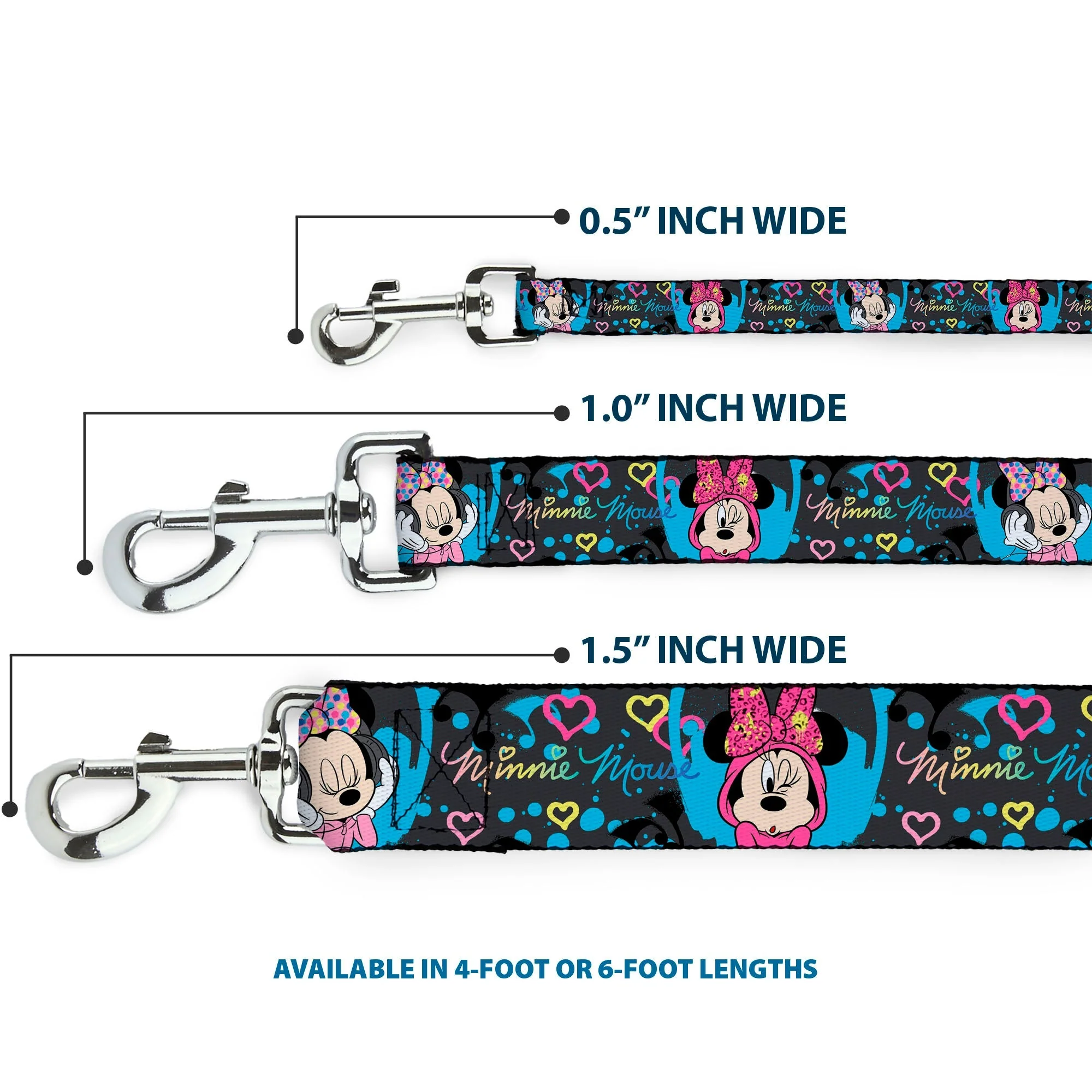 Dog Leash - Minnie Mouse Hoody & Headphone Poses Gray/Multi Color - Image 3