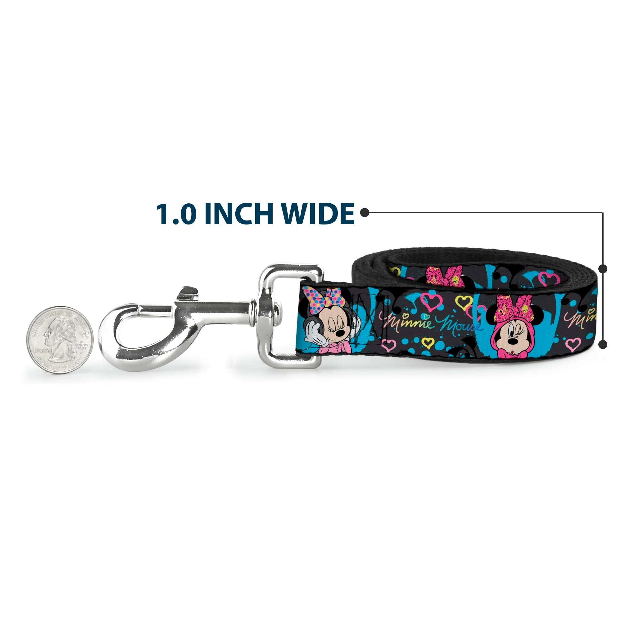Dog Leash - Minnie Mouse Hoody & Headphone Poses Gray/Multi Color - Image 5