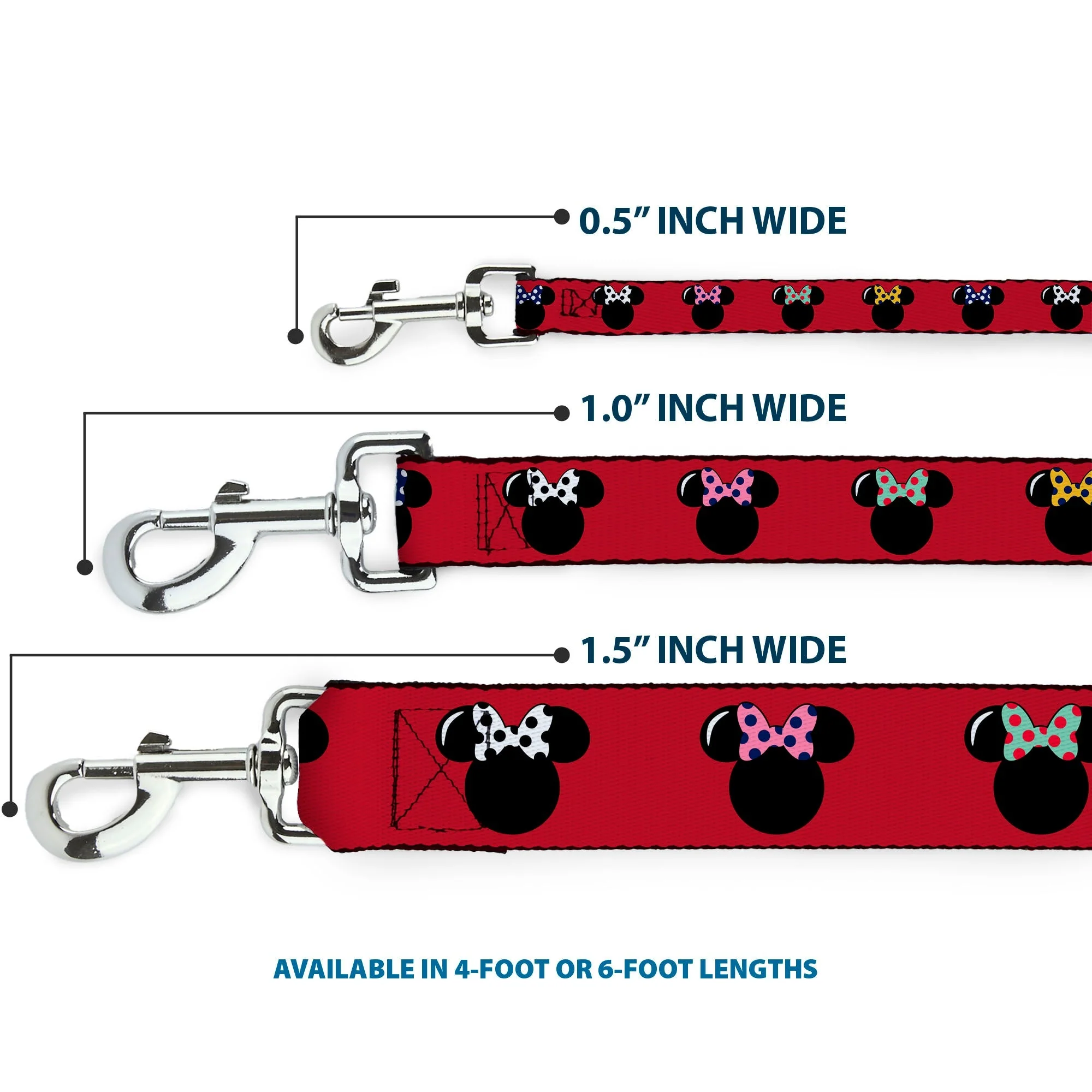 Dog Leash - Minnie Mouse Silhouette Red/Black/Polka Dot - Image 3