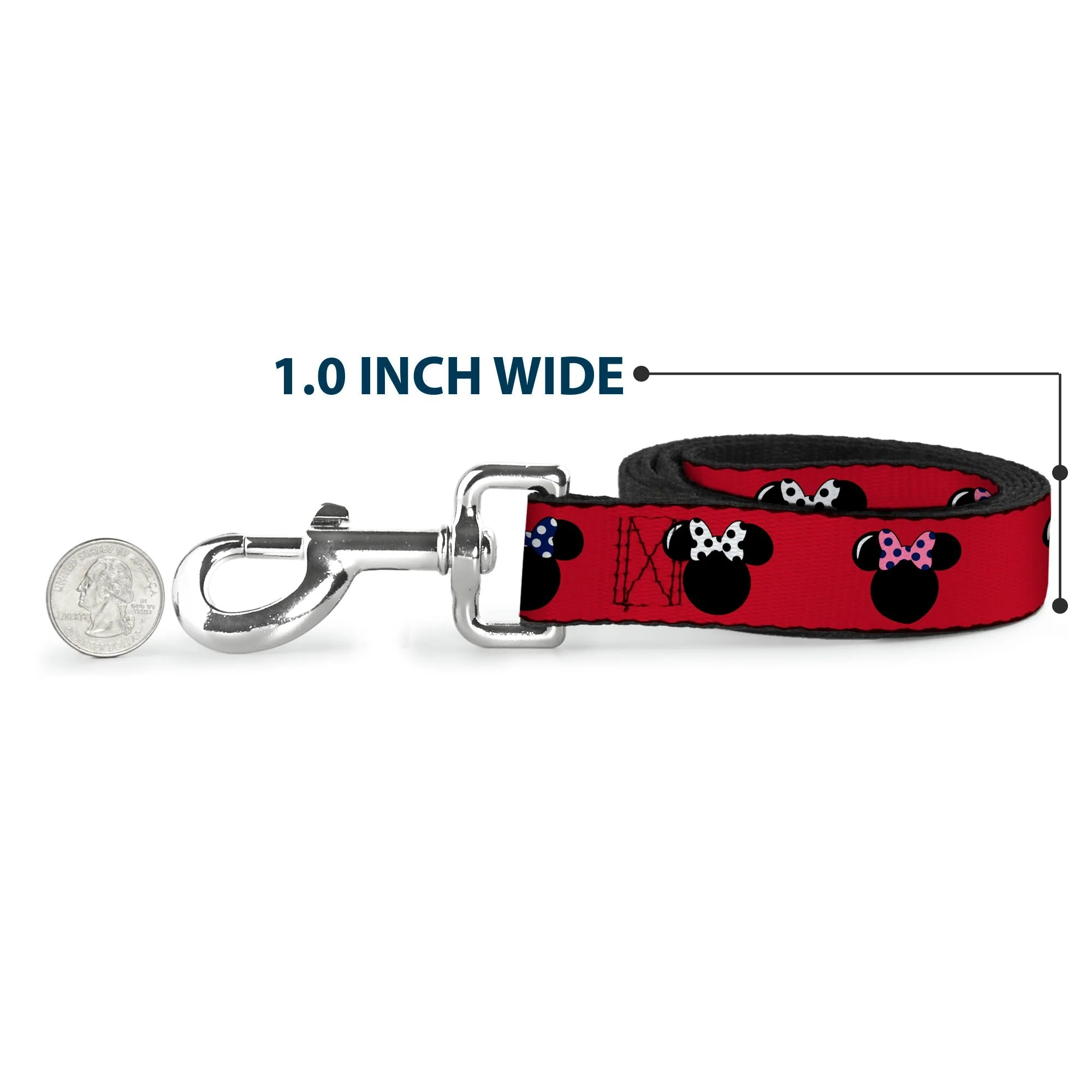 Dog Leash - Minnie Mouse Silhouette Red/Black/Polka Dot - Image 5