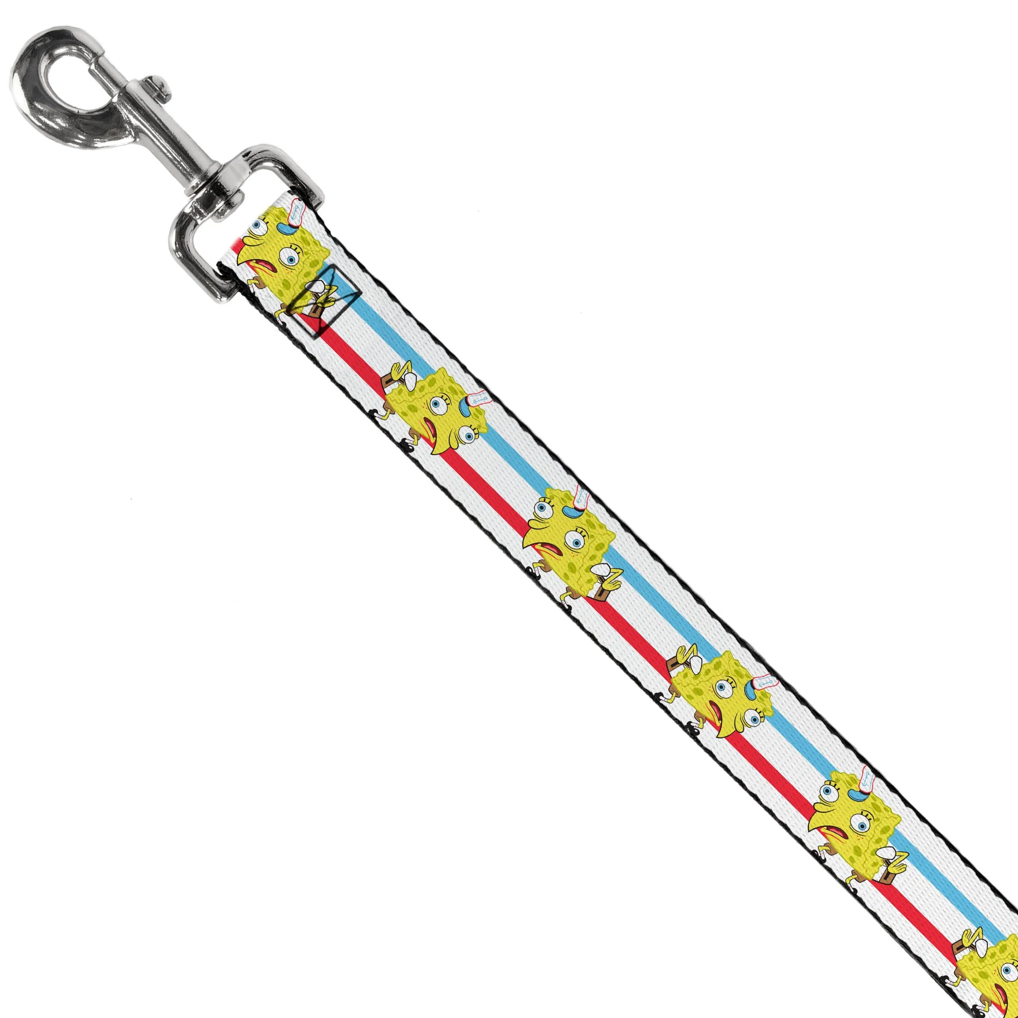 Dog Leash - Mocking SpongeBob Pose Stripe White/Blue/Red - Image 2