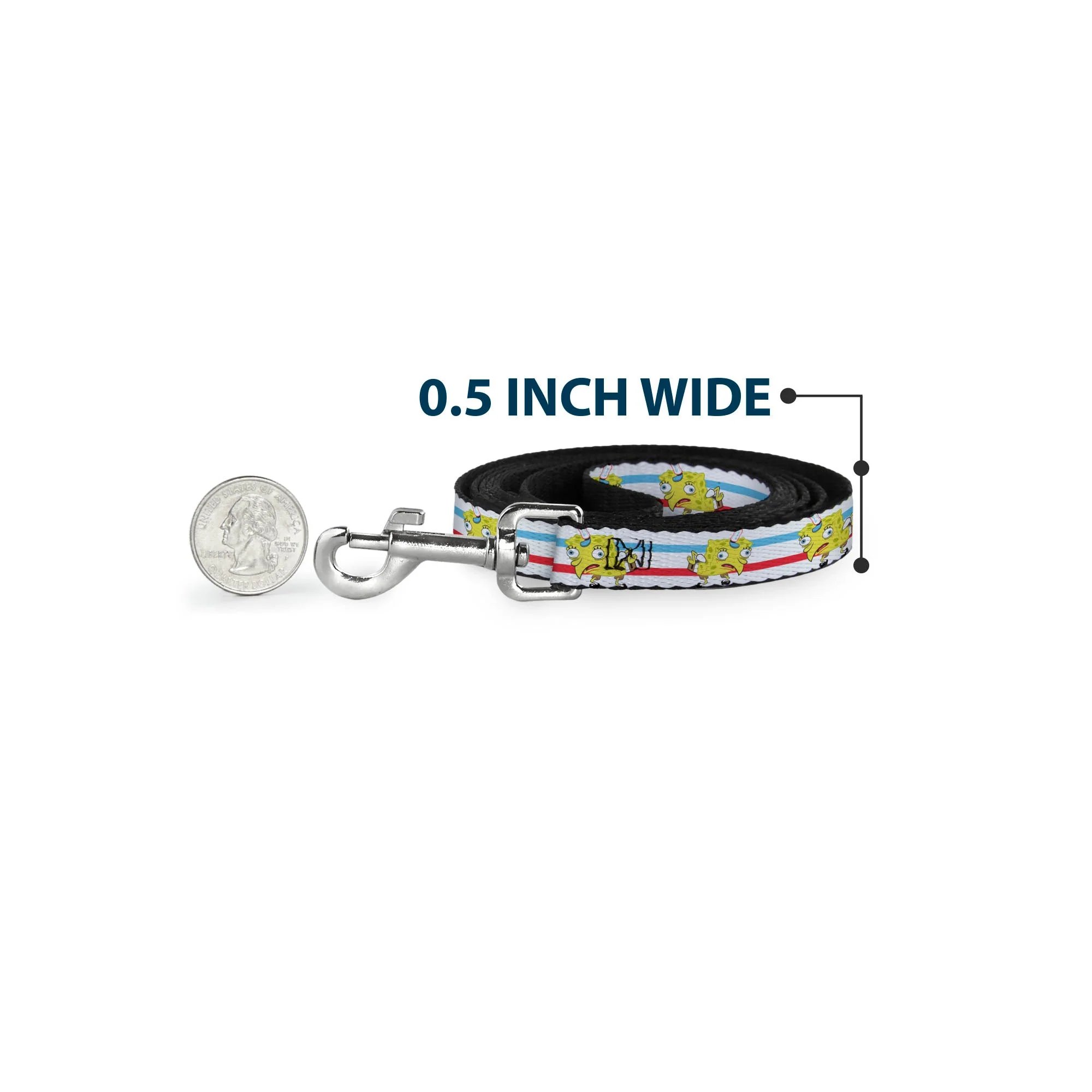 Dog Leash - Mocking SpongeBob Pose Stripe White/Blue/Red - Image 4