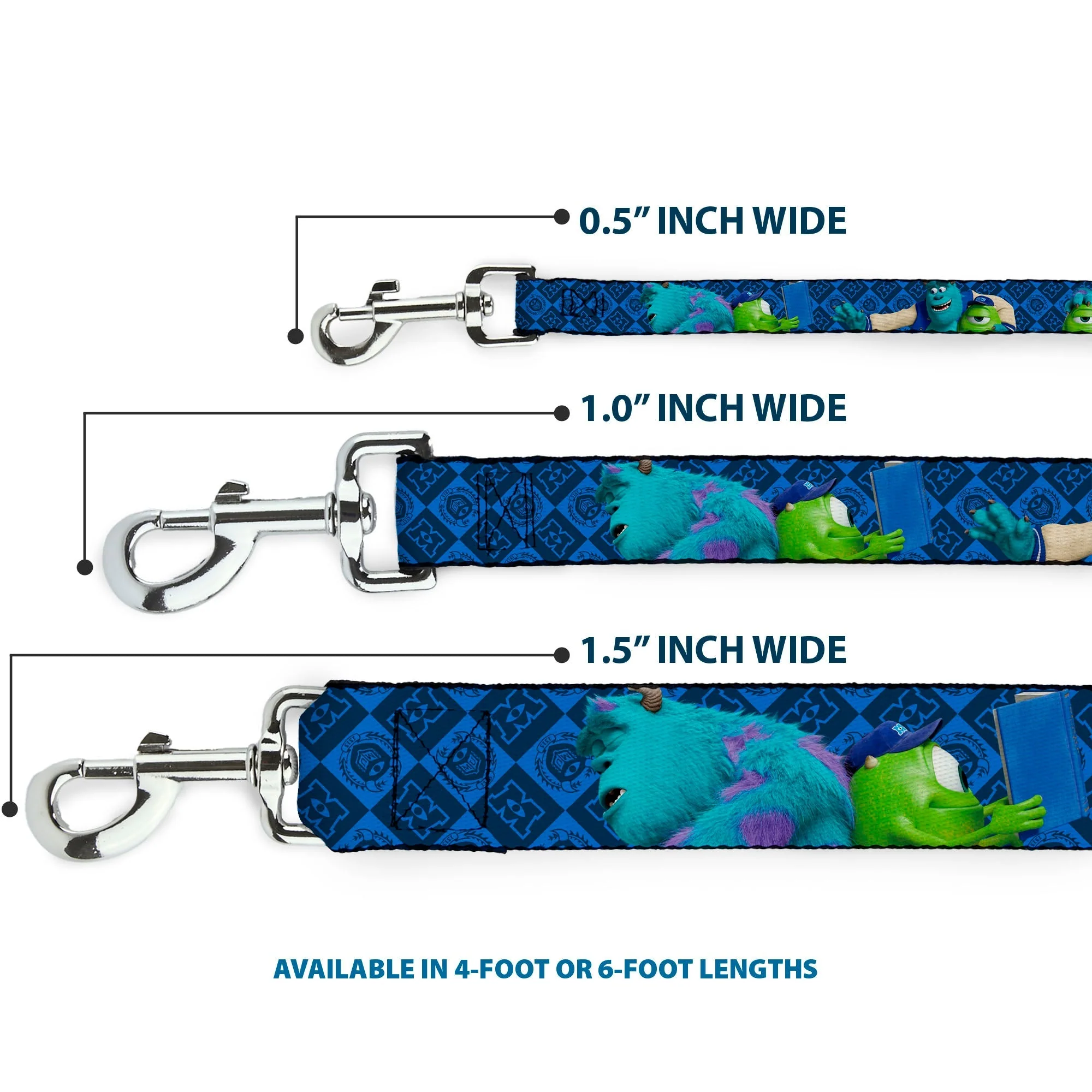 Dog Leash - Monsters University Sulley & Mike Poses/Checkers Blue - Image 3
