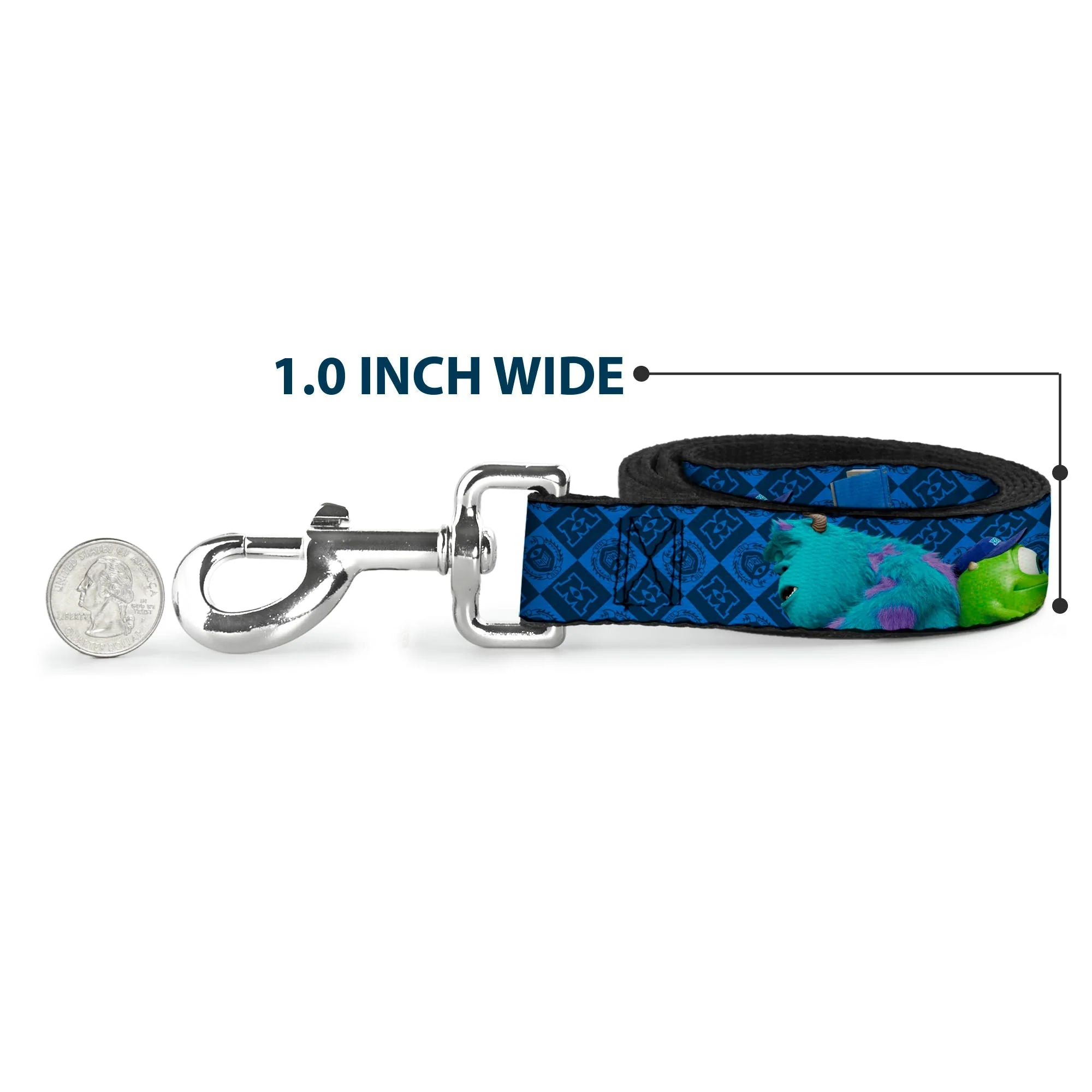 Dog Leash - Monsters University Sulley & Mike Poses/Checkers Blue - Image 5