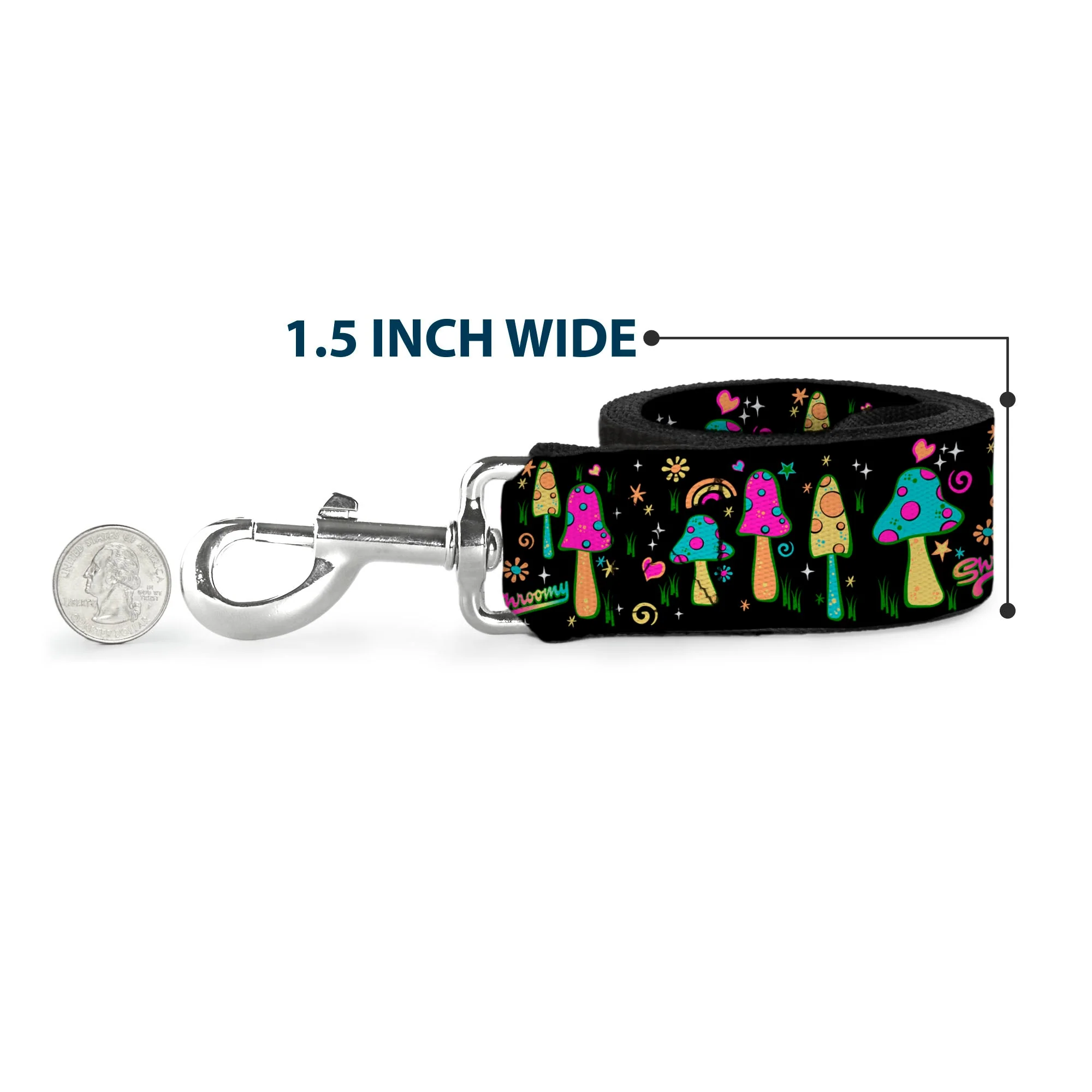 Dog Leash - Mushroom SHROOMY Garden Black/Multi Color - Image 6