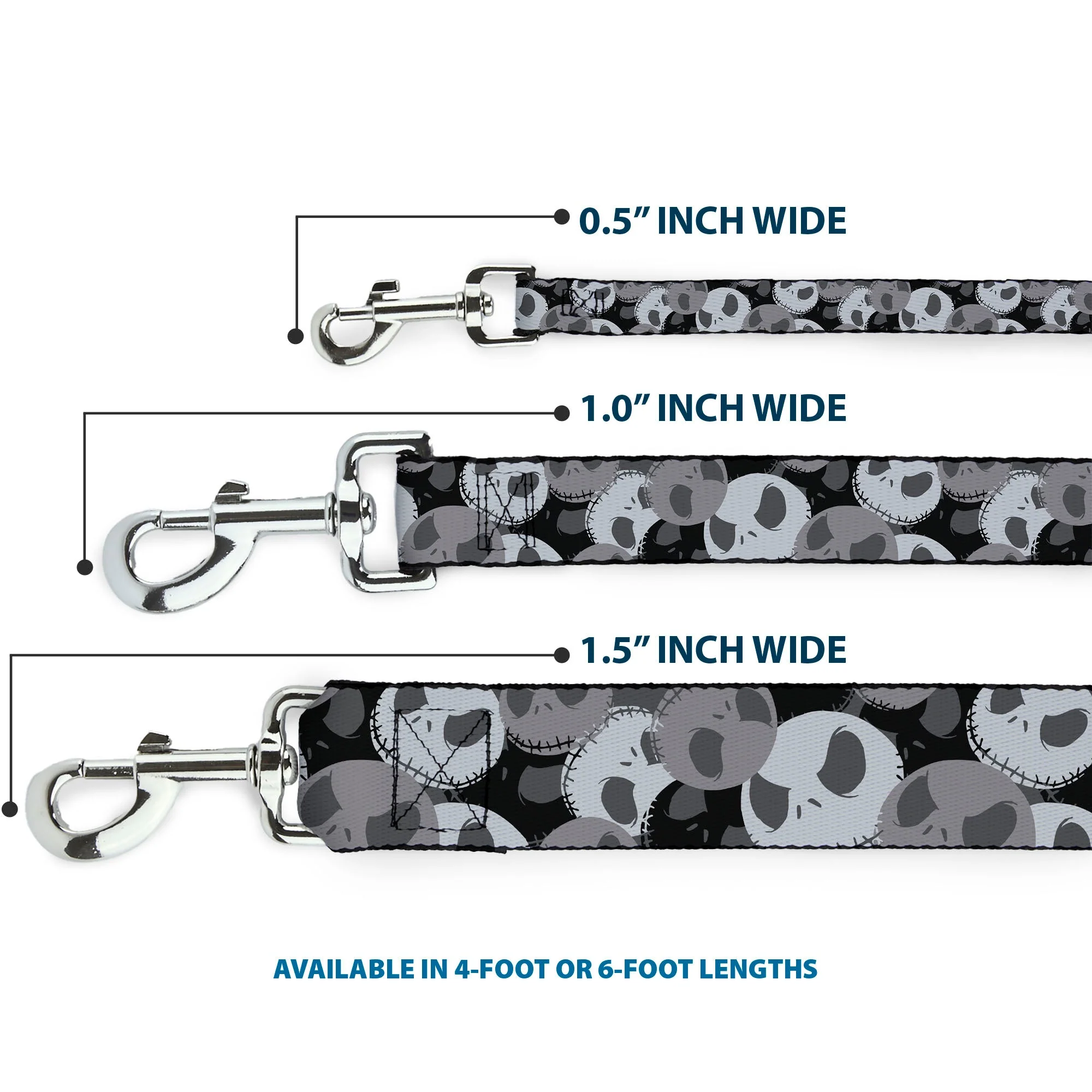 Dog Leash - Nightmare Before Christmas Jack Expression Stacked Black/Grays - Image 3