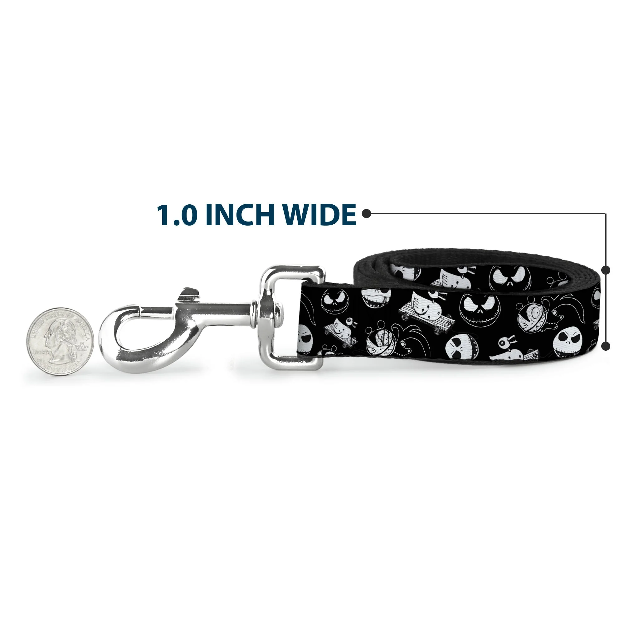 Dog Leash - Nightmare Before Christmas Jack Expressions/Scary Teddy/Killer Duck Collage Black/White - Image 5