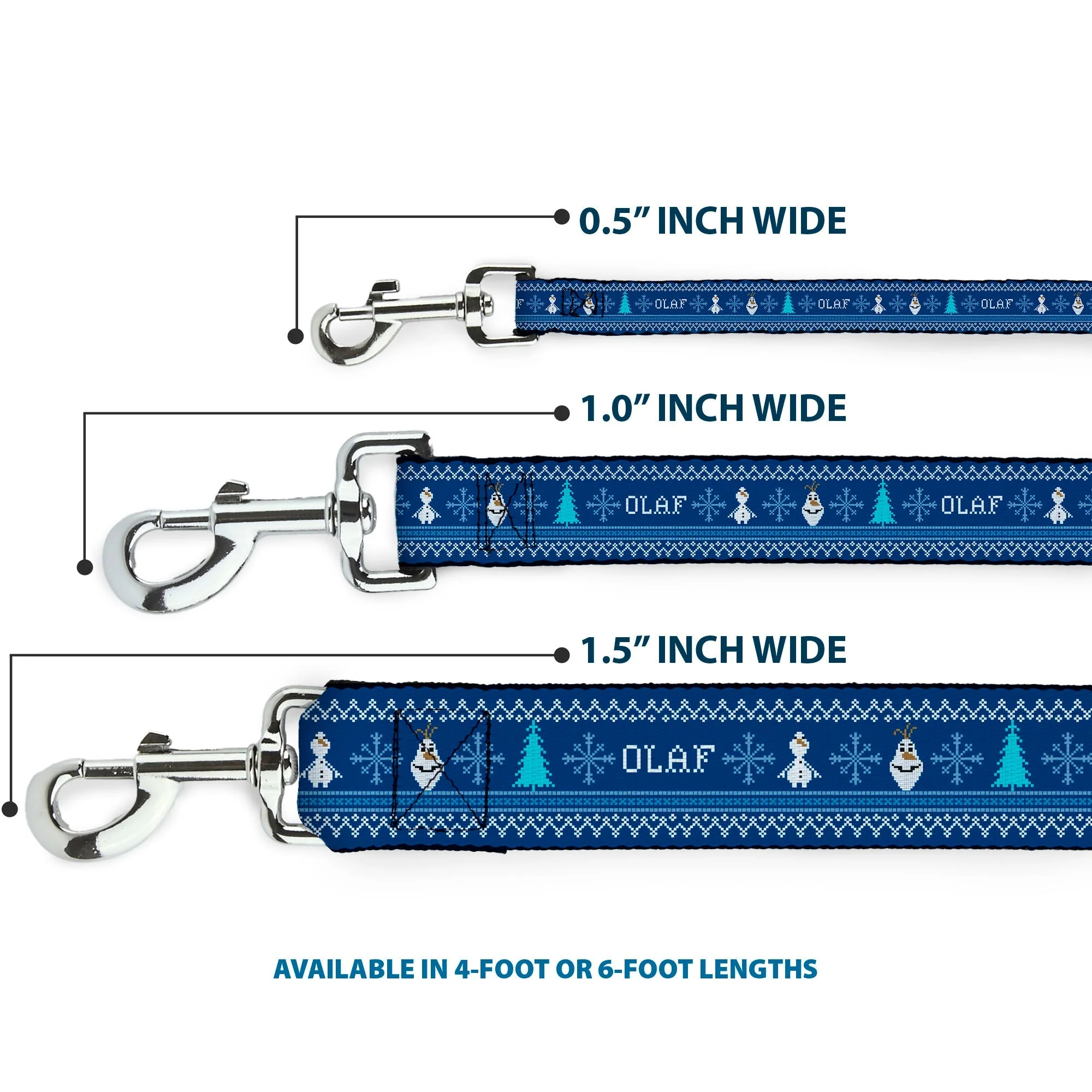 Dog Leash - Olaf/Snowflakes Stitch Blues/White - Image 3