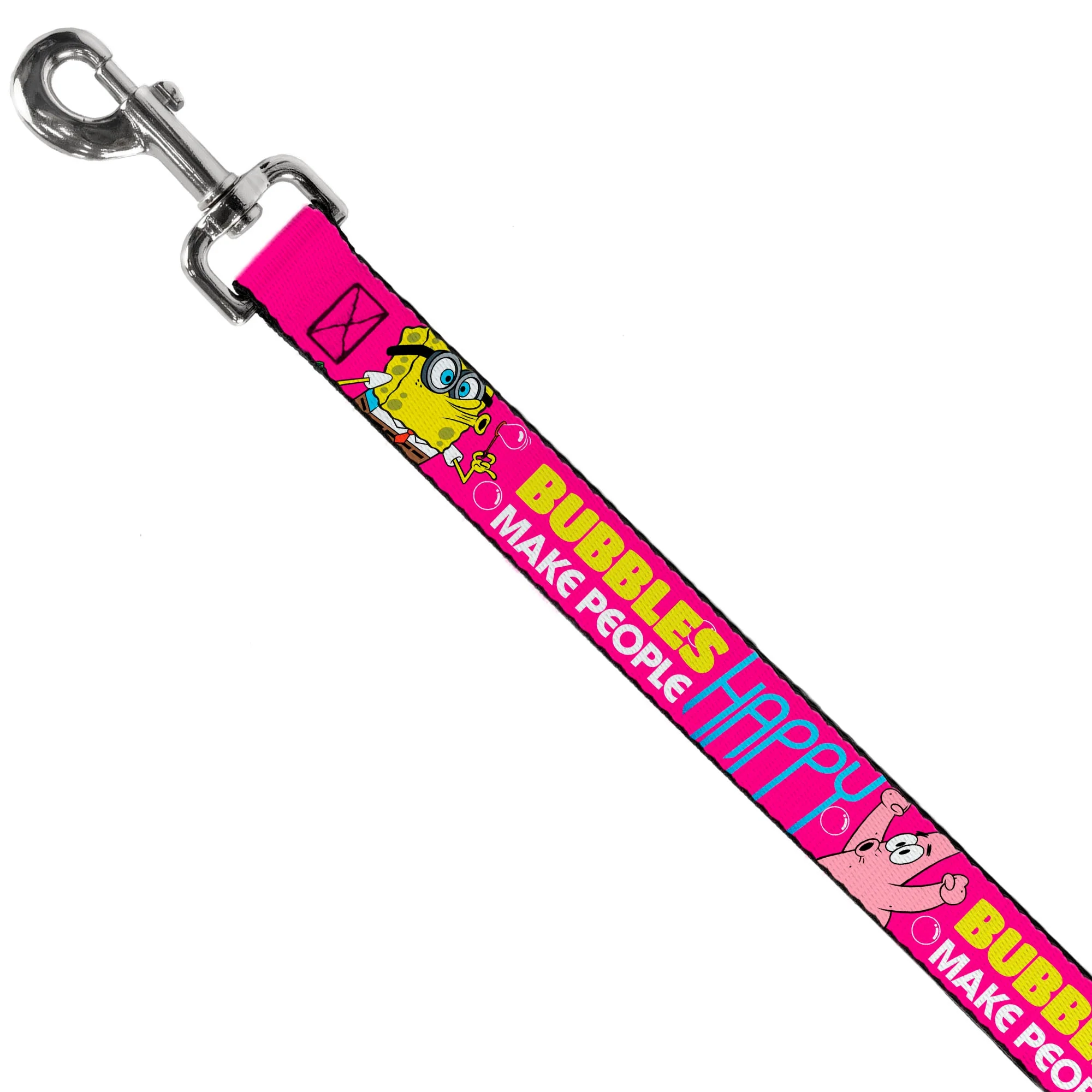 Dog Leash - Patrick Starfish Pose BUBBLES MAKE PEOPLE HAPPY Pink/Yellow/White/Blue - Image 2