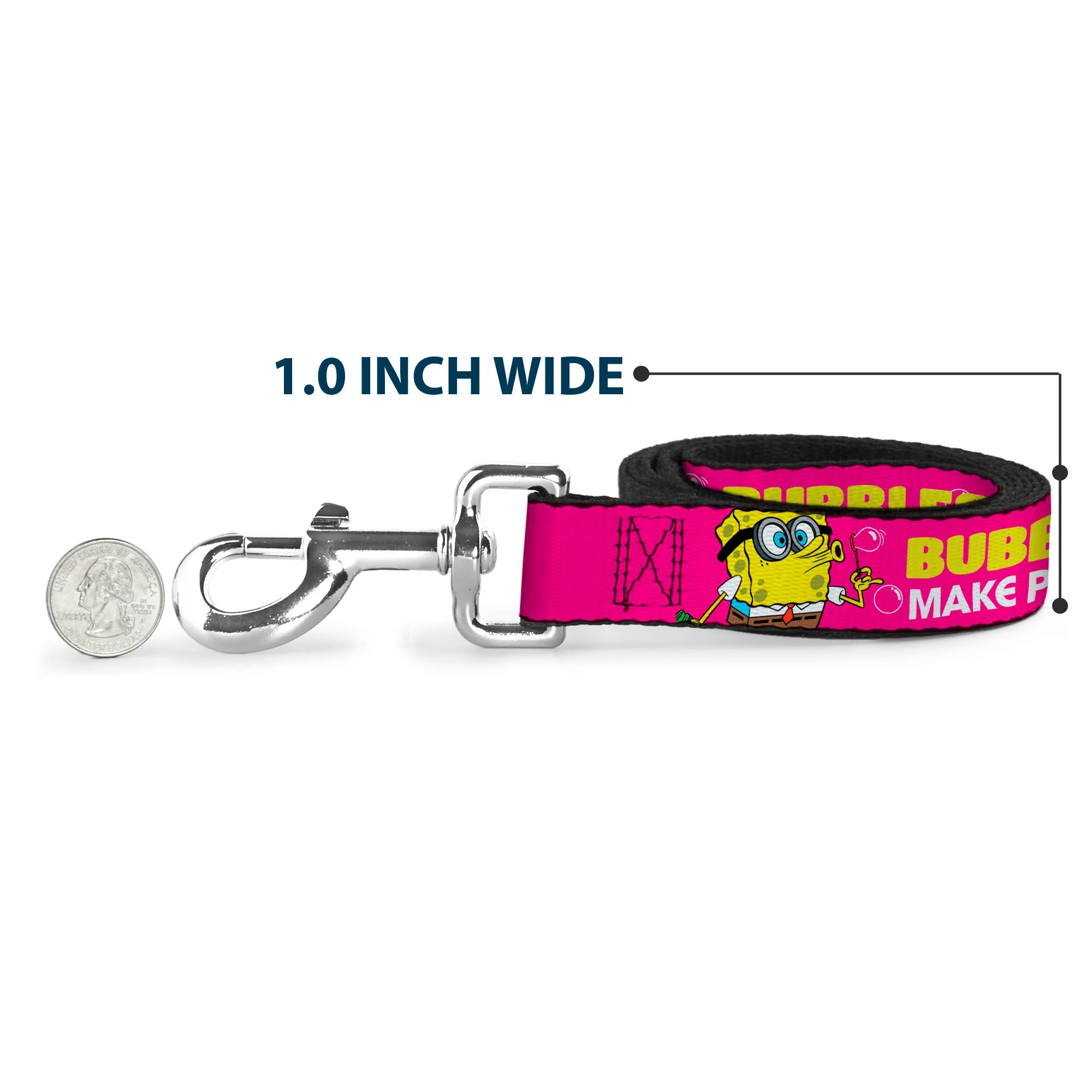 Dog Leash - Patrick Starfish Pose BUBBLES MAKE PEOPLE HAPPY Pink/Yellow/White/Blue - Image 5