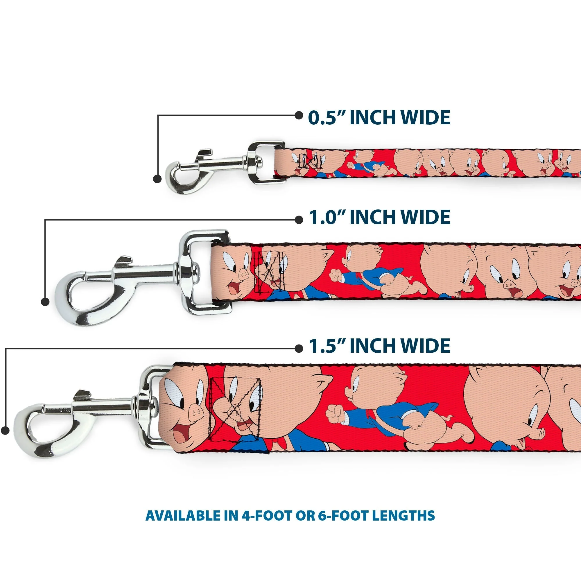 Dog Leash - Porky Pig Expressions Red - Image 3