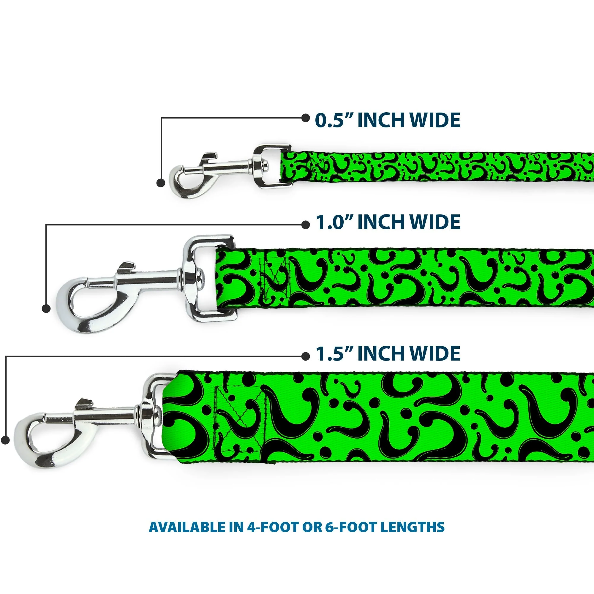 Dog Leash - Question Mark Scattered Lime Green/Black - Image 3