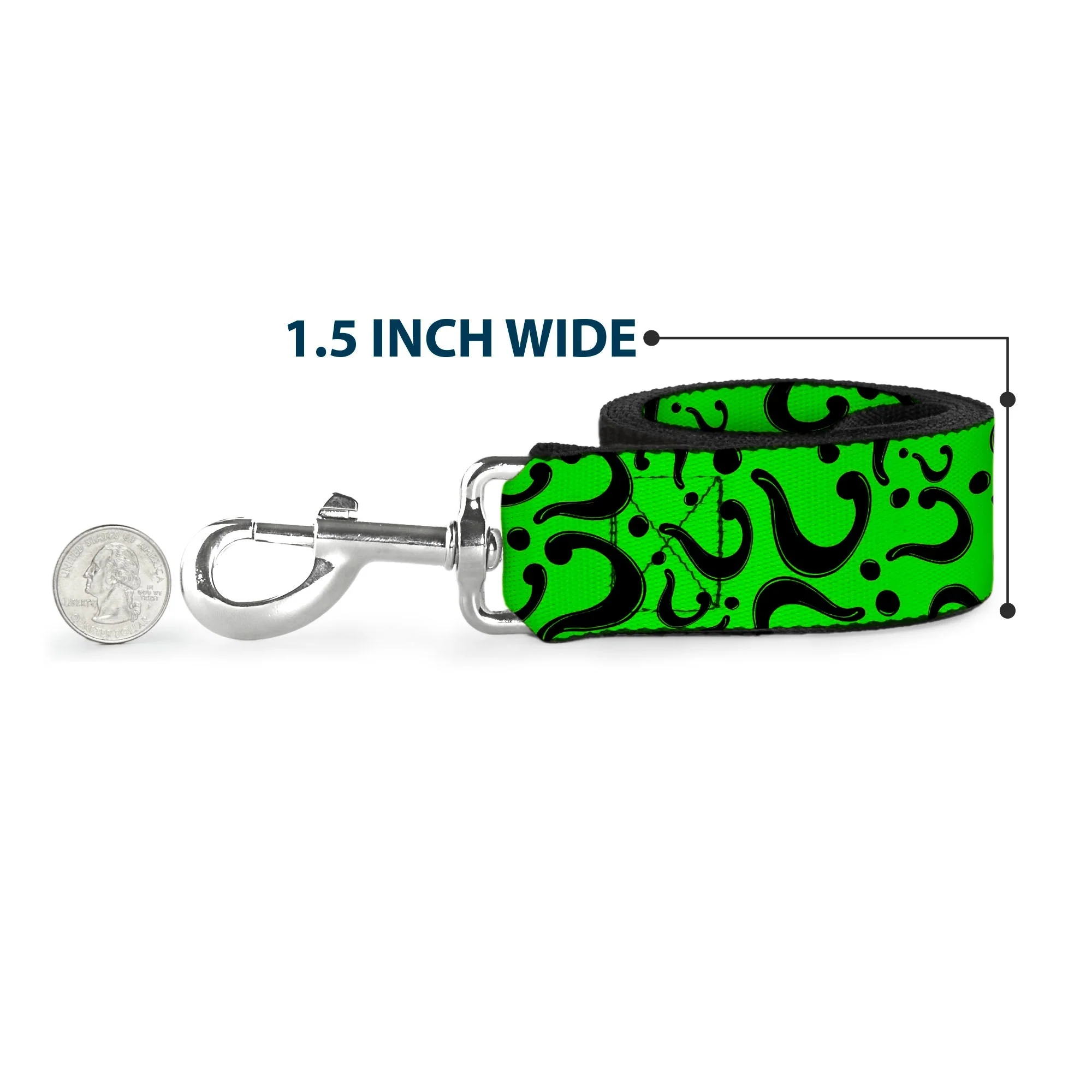 Dog Leash - Question Mark Scattered Lime Green/Black - Image 6