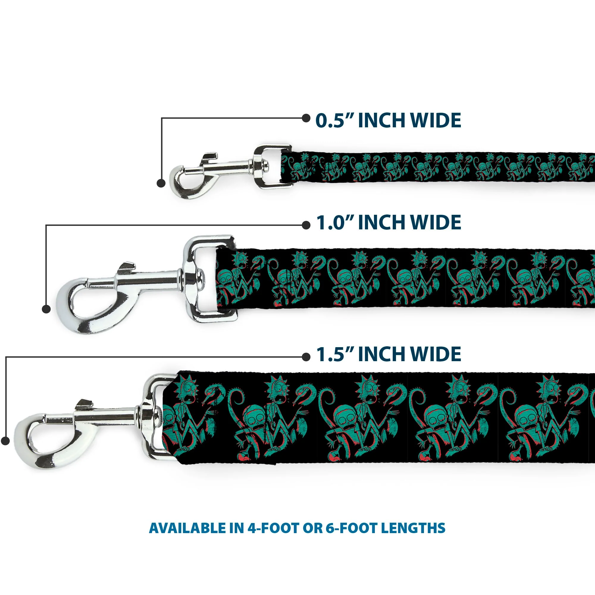 Dog Leash - Rick and Morty Psychedelic Monster Pose Black/Greens - Image 3