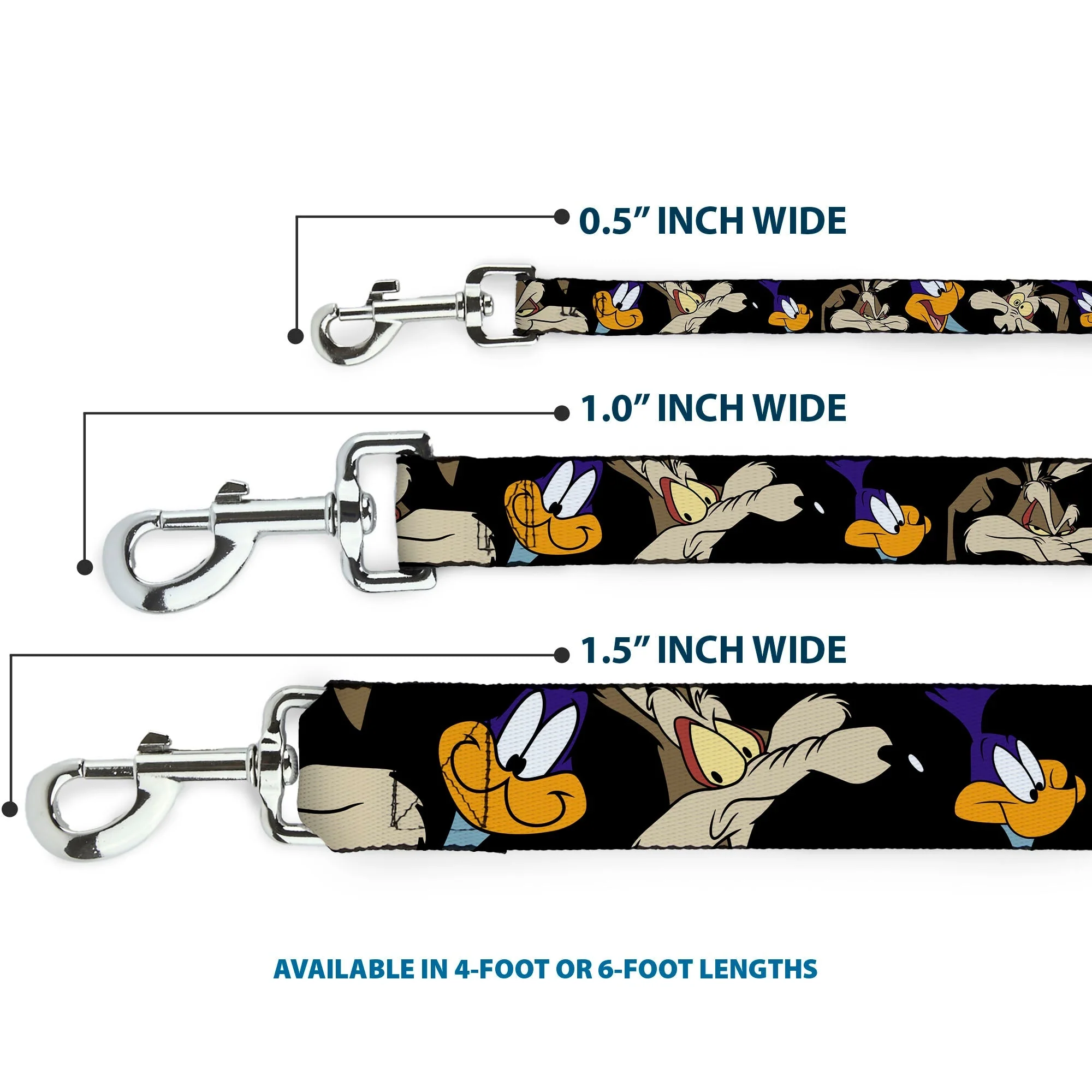 Dog Leash - Road Runner/Wile E. Coyote Expressions CLOSE-UP Black - Image 3