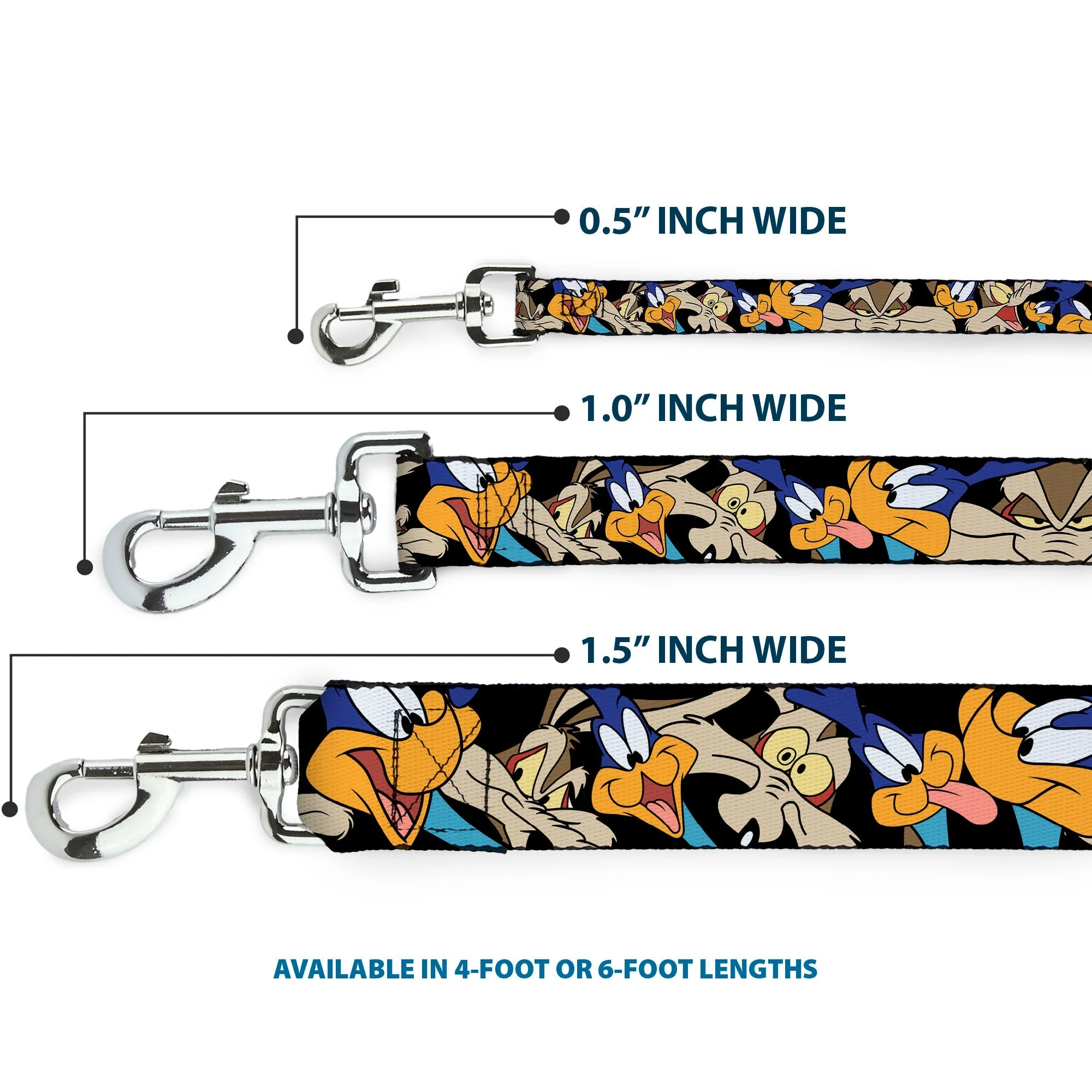 Dog Leash - Road Runner/Wile E. Coyote Expressions Stacked Black - Image 3