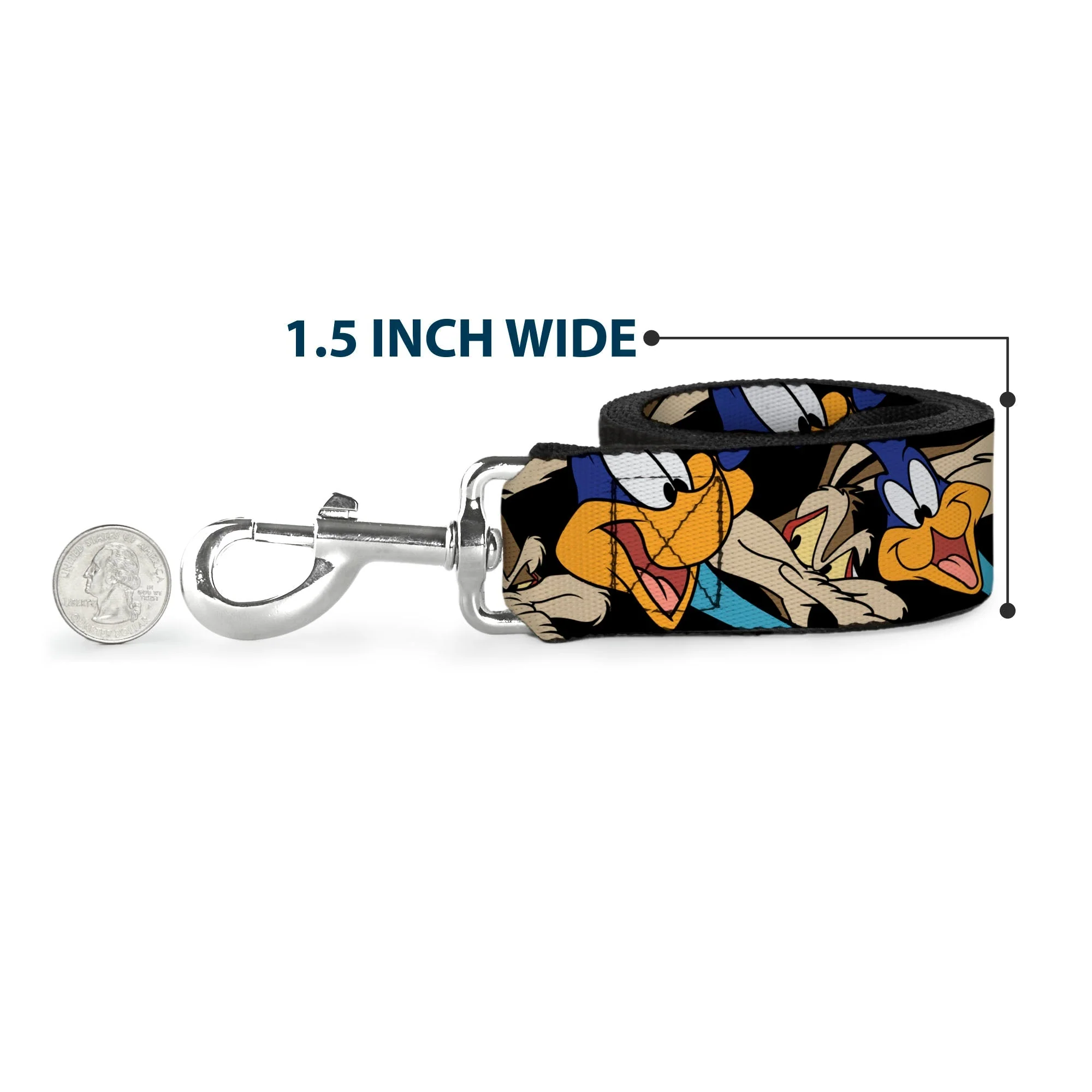 Dog Leash - Road Runner/Wile E. Coyote Expressions Stacked Black - Image 6
