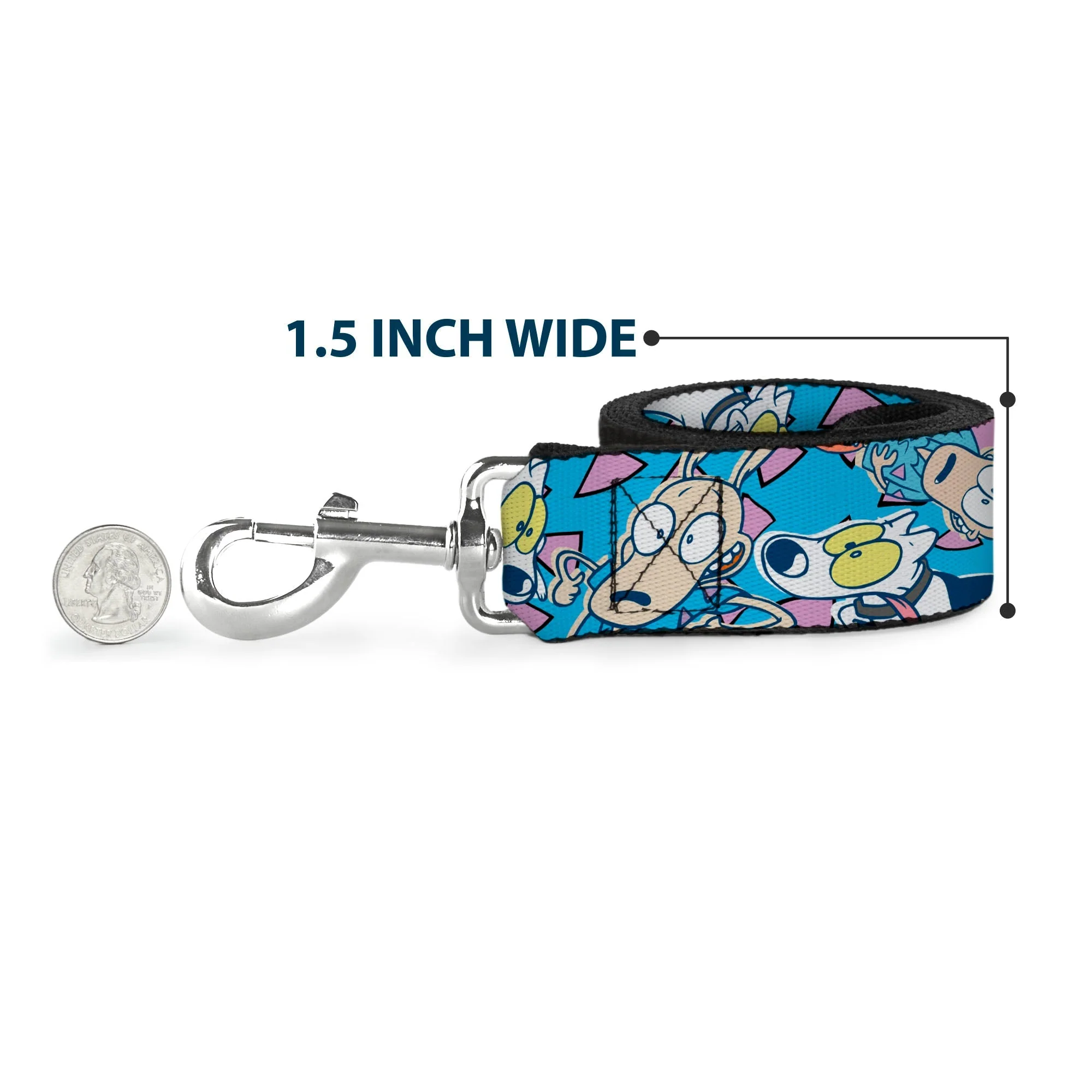 Dog Leash - Rocko & Spunky Scattered Expressions/Triangles Blue/Lavender - Image 6