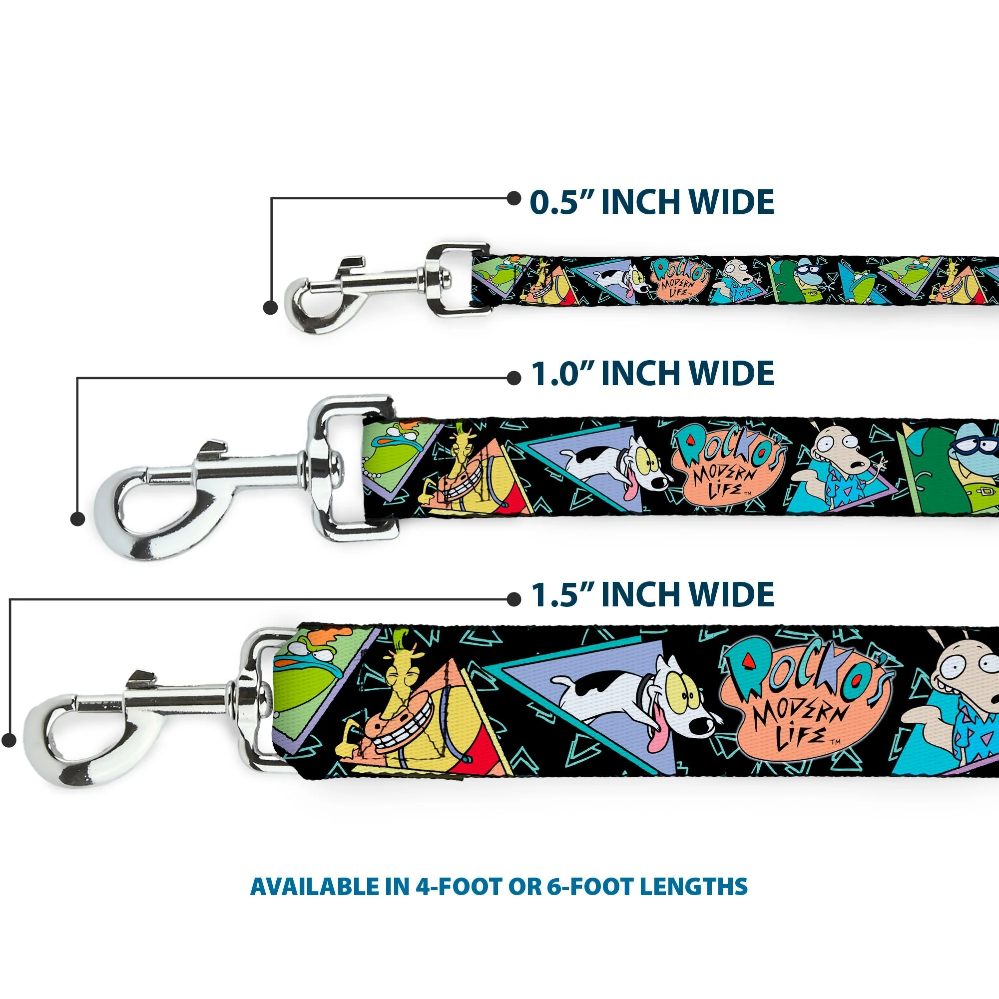 Dog Leash - ROCKOS MODERN LIFE Character Portraits/Triangles Black/Blue - Image 3