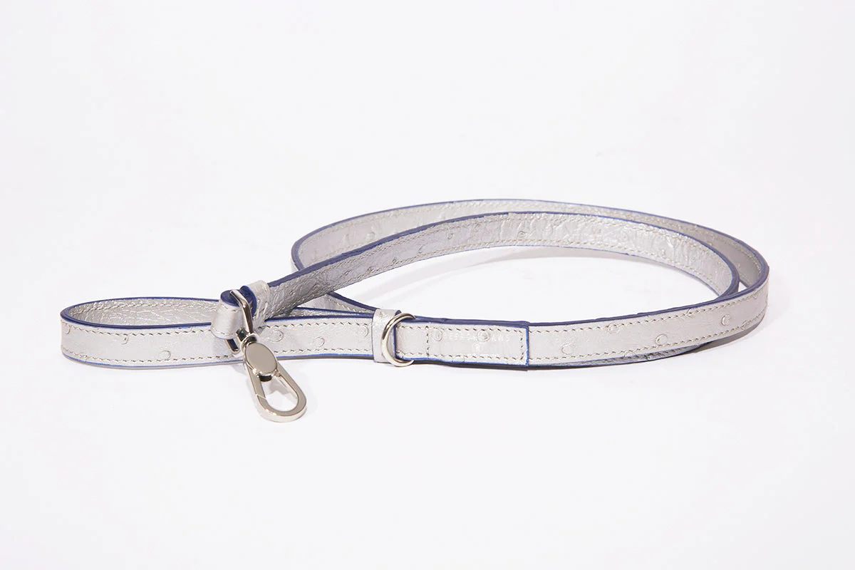 BESPOKE PAWS Dog - Small, Metallic Ostrich Leash