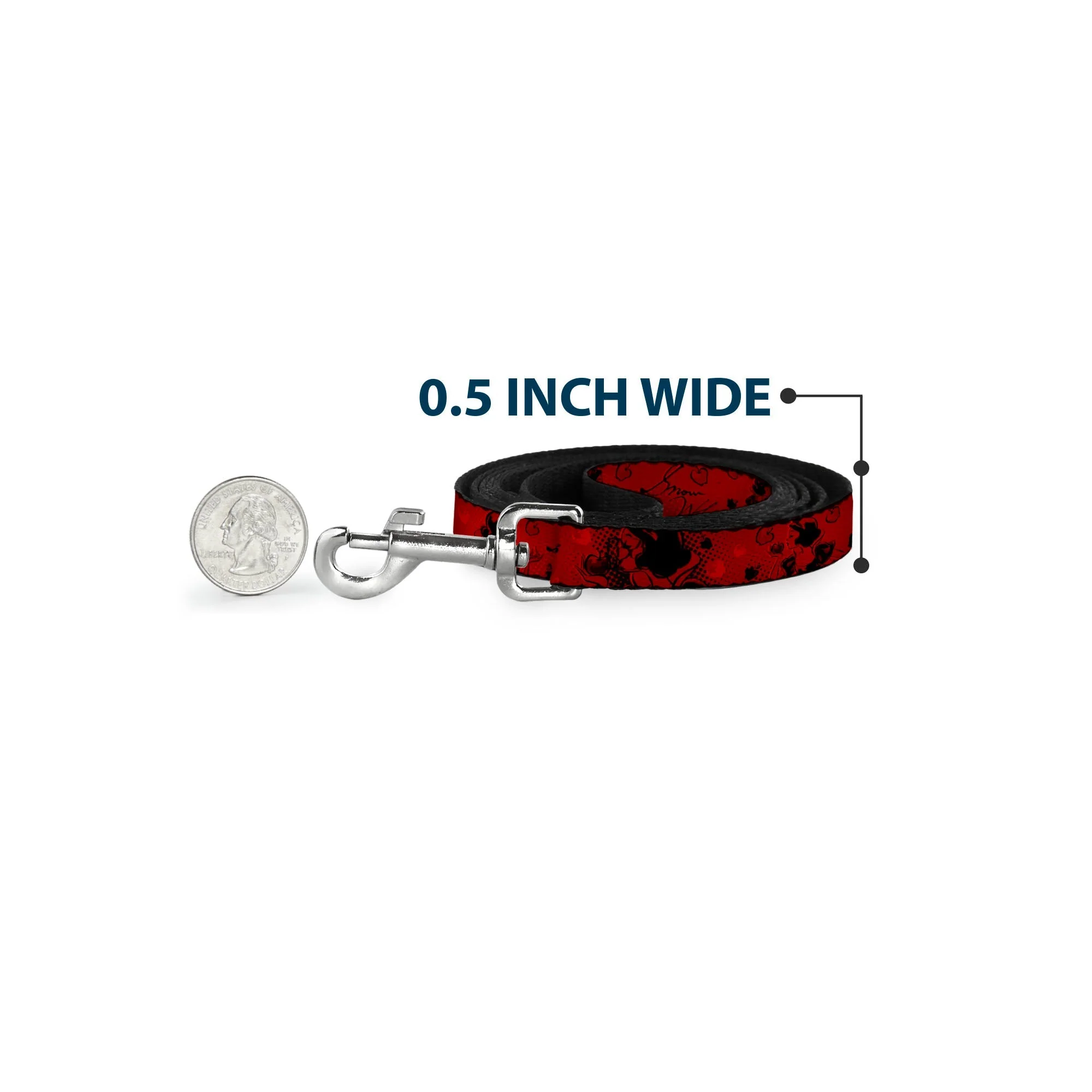 Dog Leash - SNOW WHITE Poses/Apple Halftone Reds/Black - Image 4