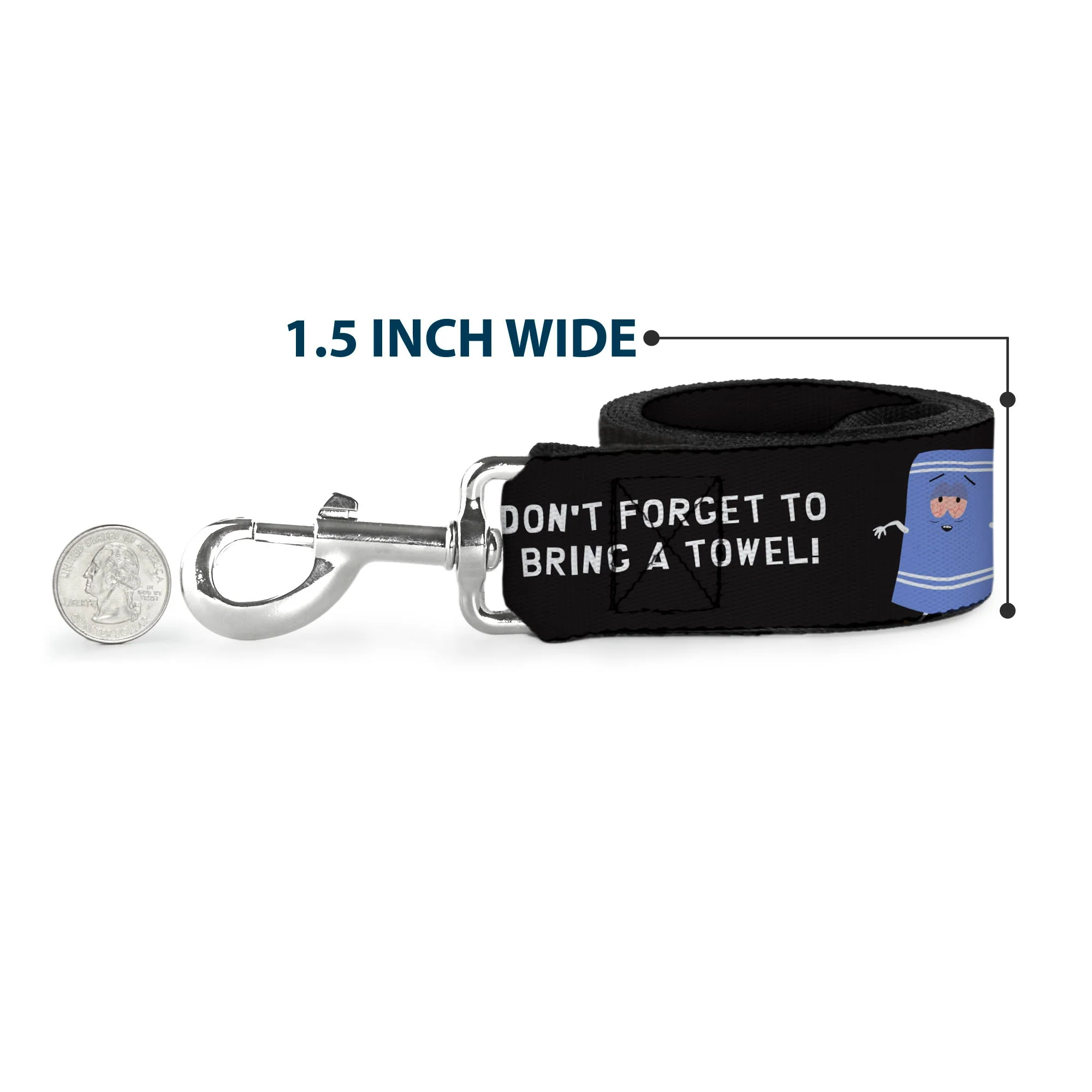 Dog Leash - South Park Towlie DON’T FORGET TO BRING A TOWEL Pose Black - Image 6