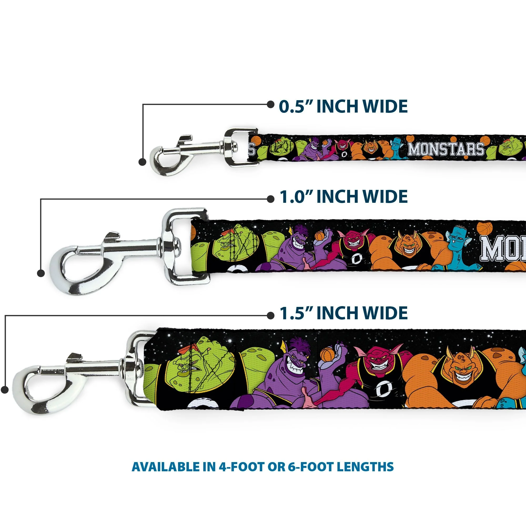 Dog Leash - Space Jam MONSTARS 5-Player Group Pose/Basketballs Galaxy Black/White - Image 3