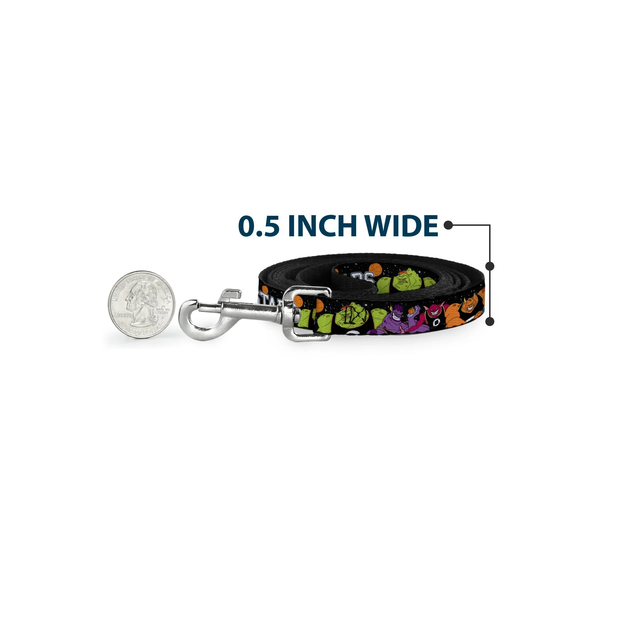 Dog Leash - Space Jam MONSTARS 5-Player Group Pose/Basketballs Galaxy Black/White - Image 4