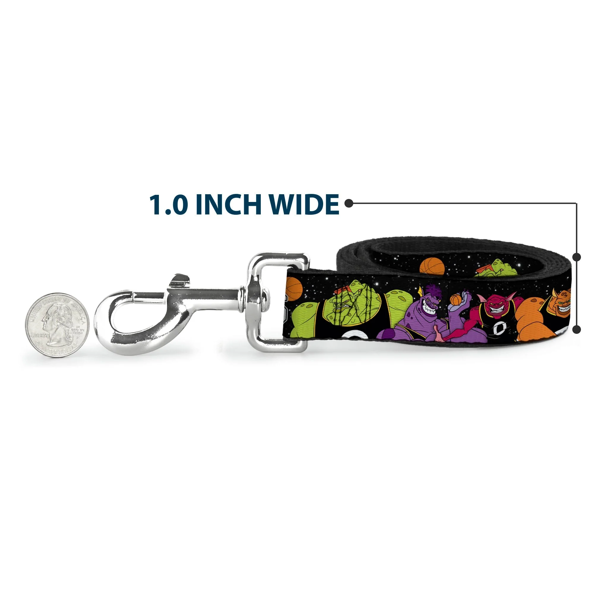 Dog Leash - Space Jam MONSTARS 5-Player Group Pose/Basketballs Galaxy Black/White - Image 5
