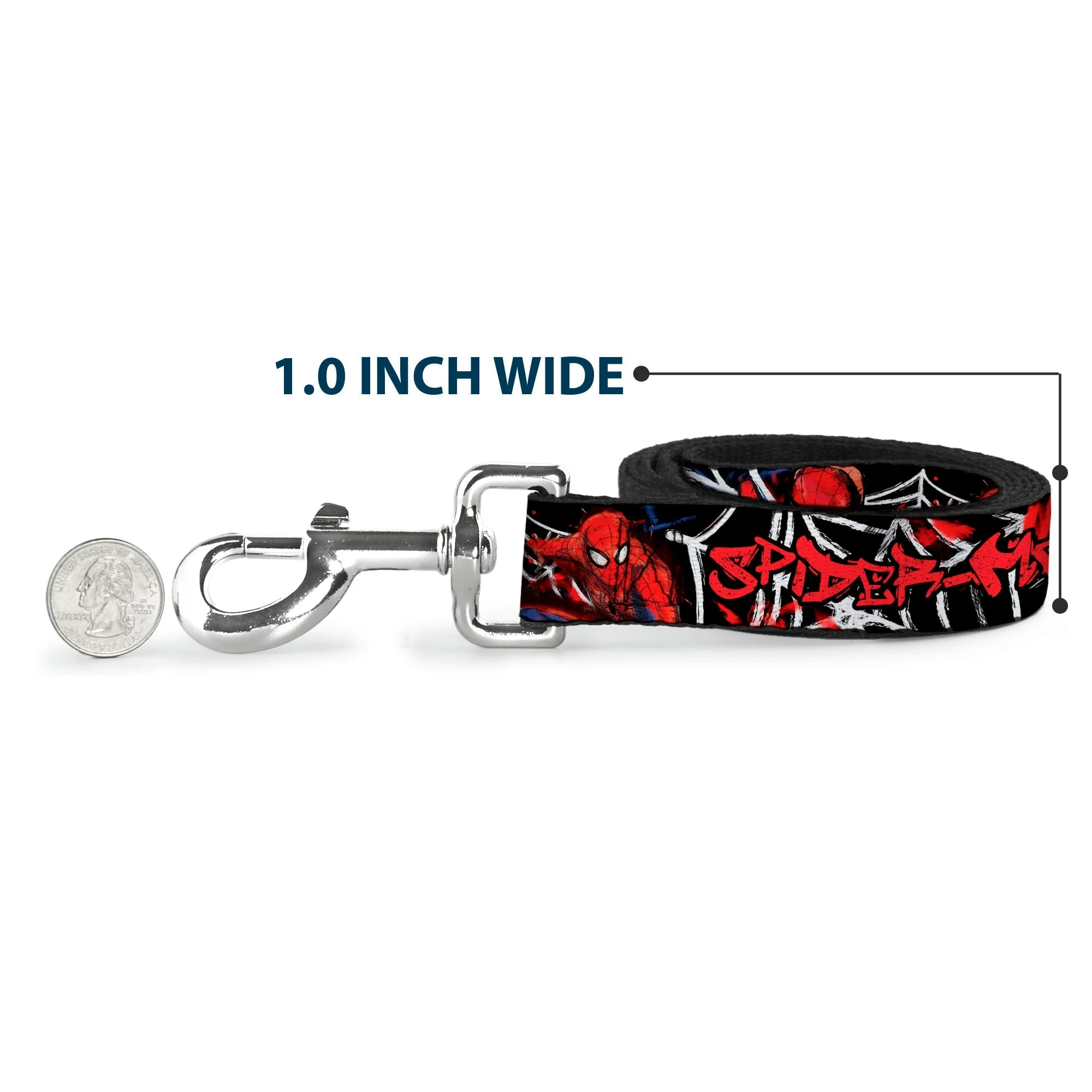 Dog Leash - SPIDER-MAN/3-Poses/Spider Web Sketch Black/White/Red - Image 5