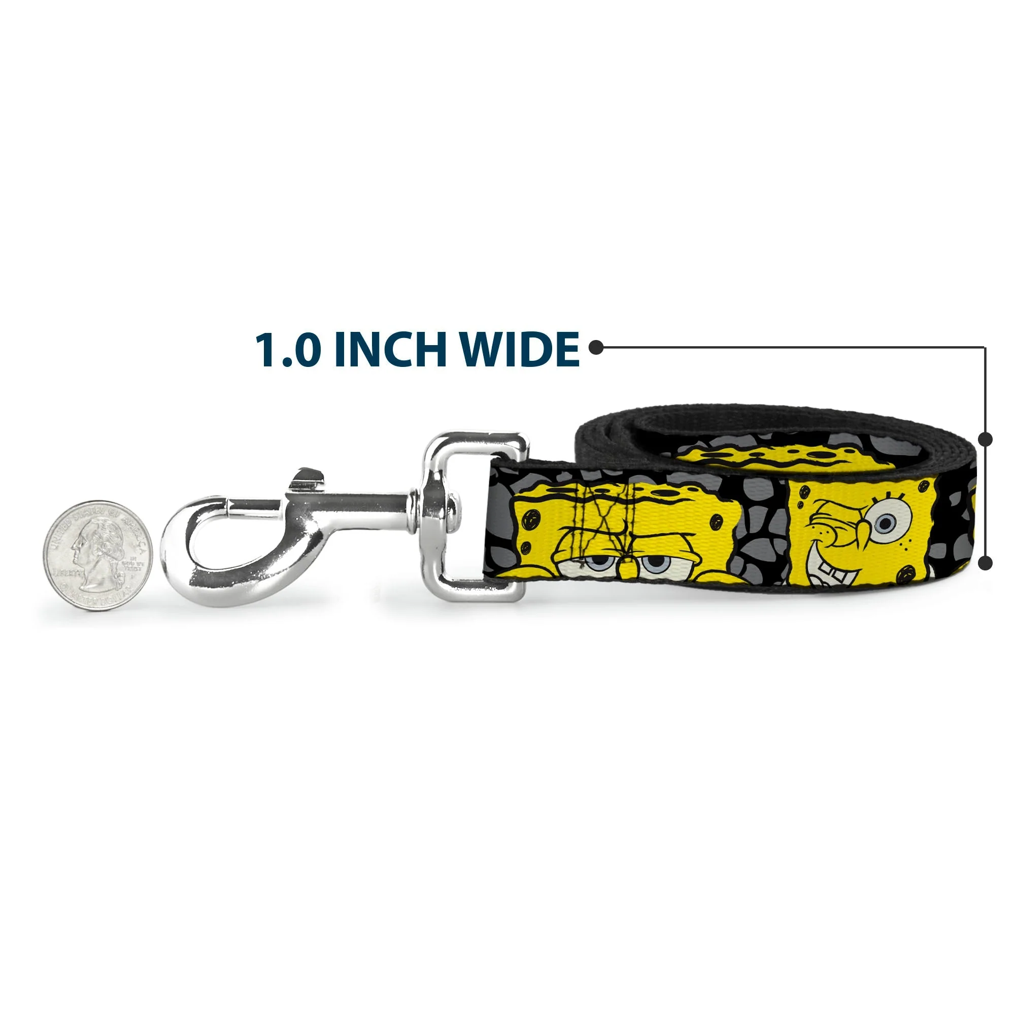 Dog Leash - SpongeBob 4-CLOSE-UP Expressions/Crackle Black/Gray/Yellow - Image 5