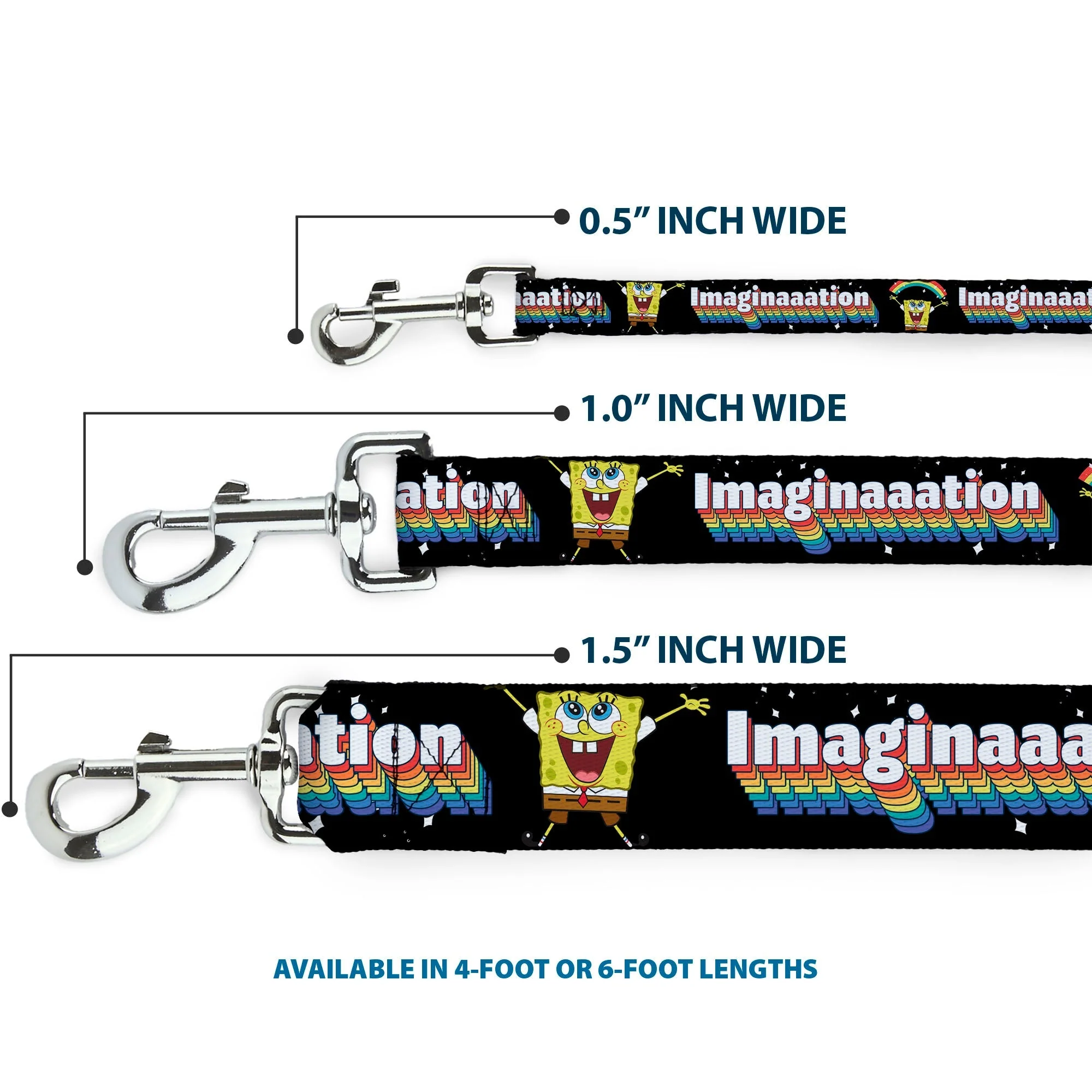 Dog Leash - SpongeBob Arms Up Rainbow Pose/IMAGINAAATION Black/Multi Color - Image 3